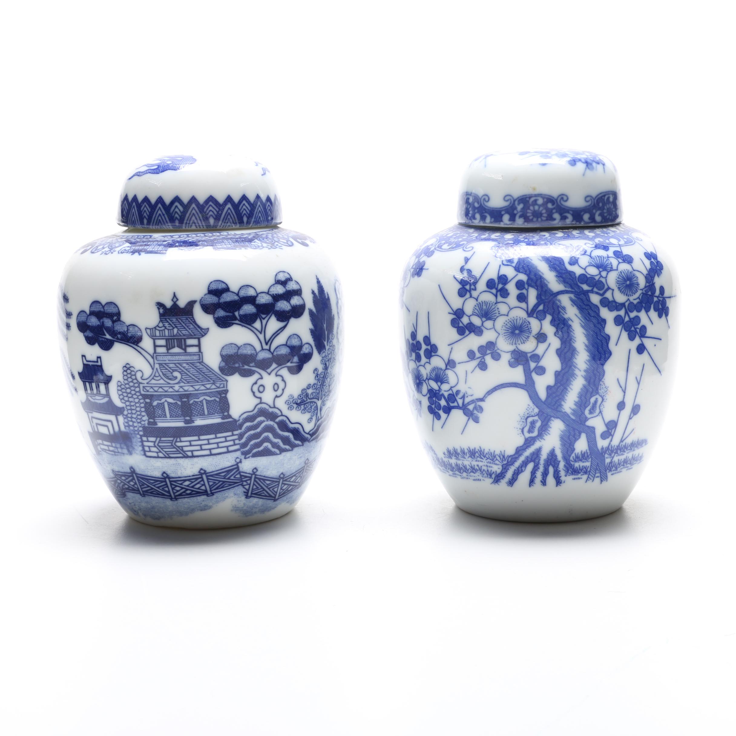 Chinese Blue Willow Ginger Jars