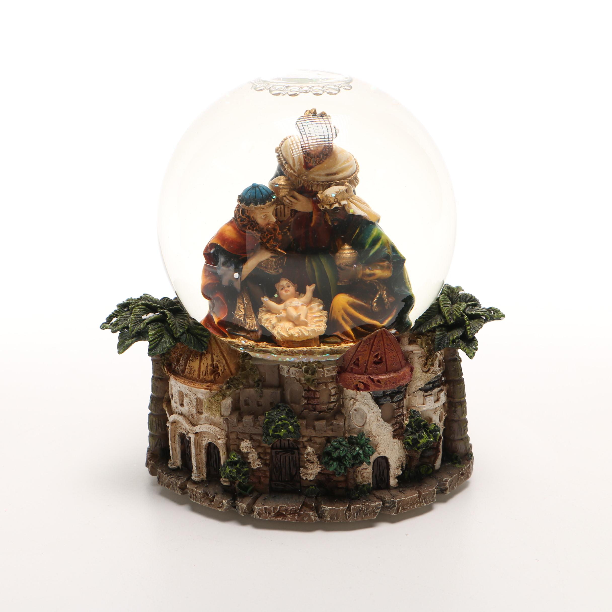Three Kings Water Globe and Musical Rocking Horse