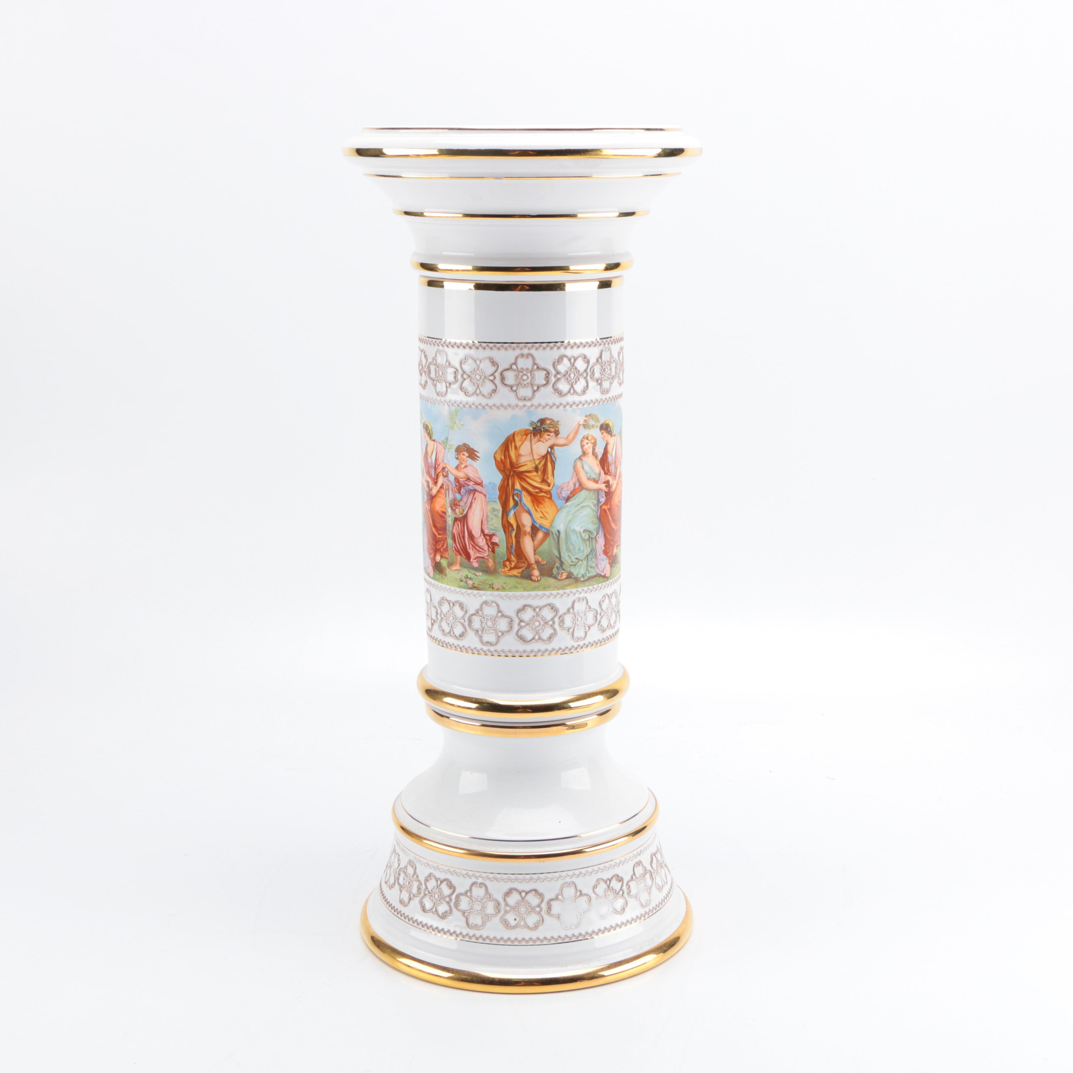 Classically Inspired White and Gold Tone Vase