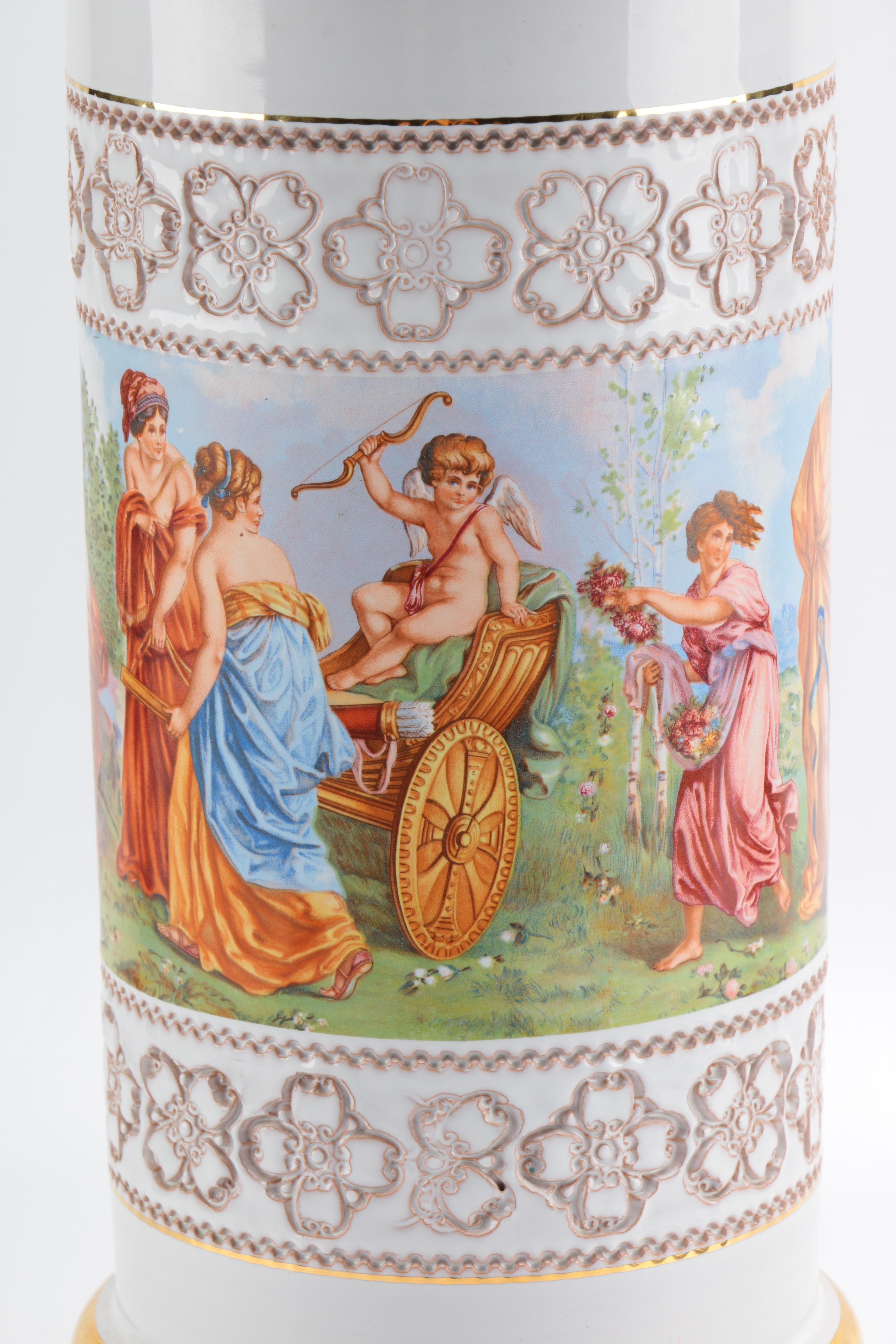 Classically Inspired White and Gold Tone Vase