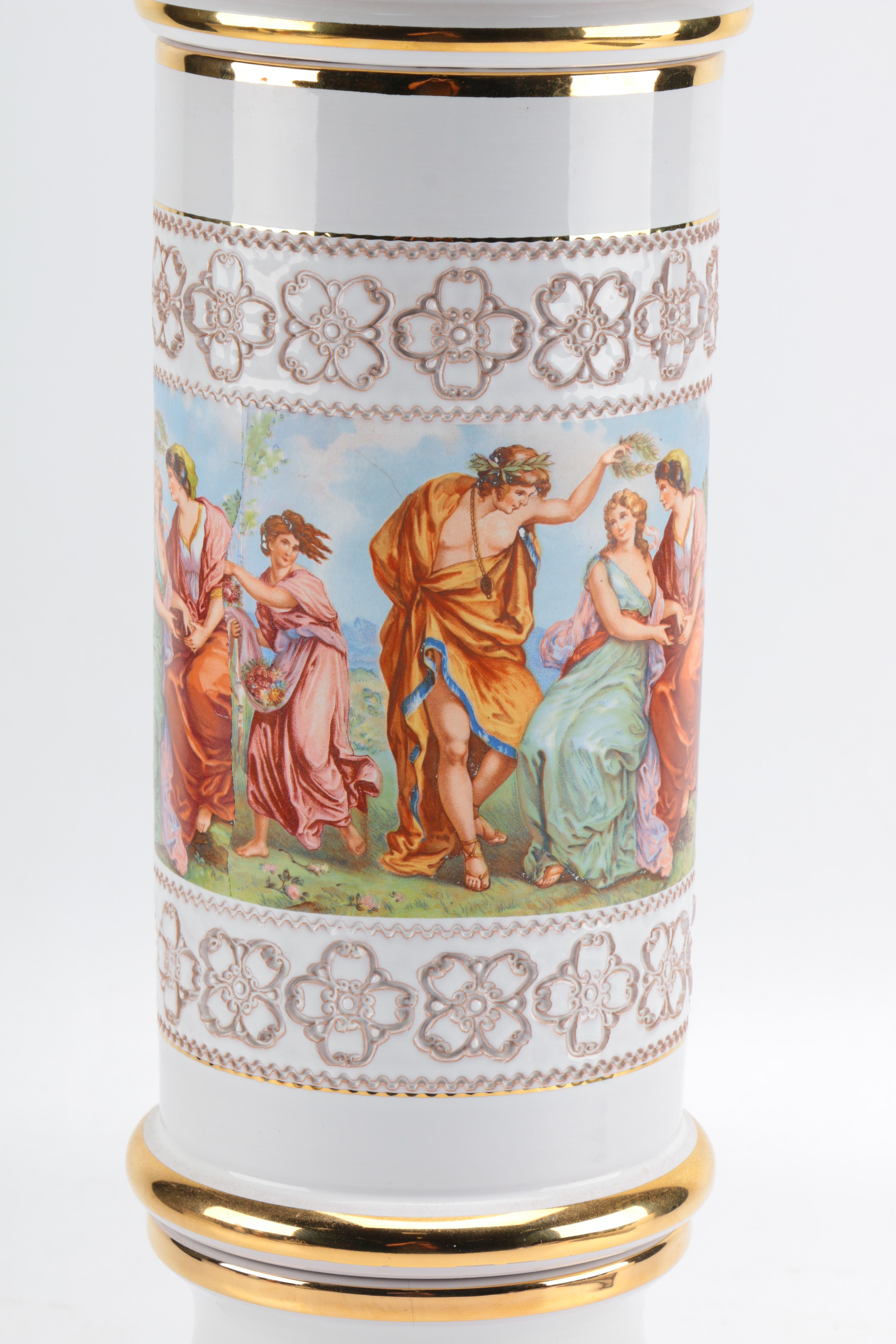 Classically Inspired White and Gold Tone Vase