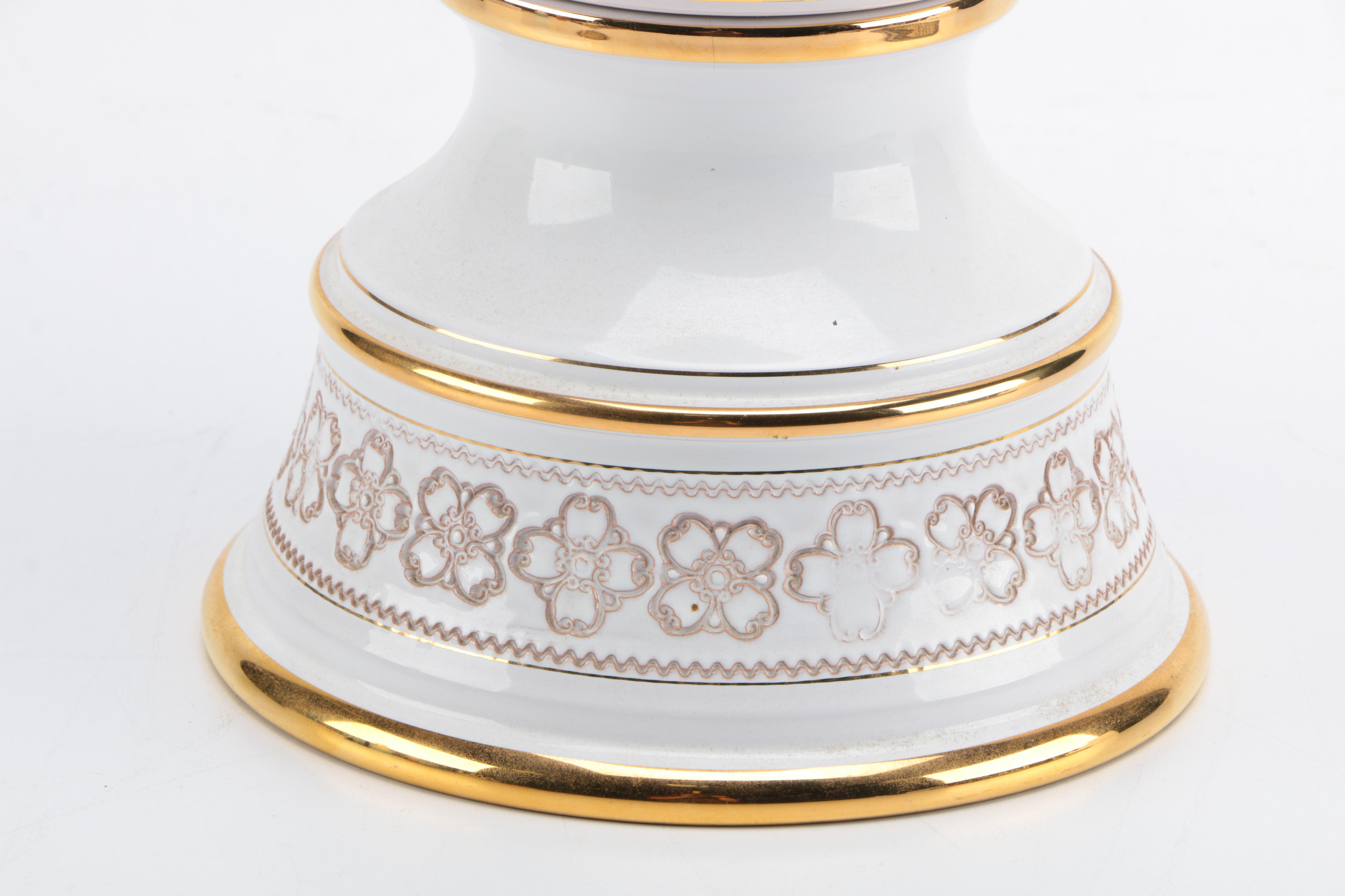 Classically Inspired White and Gold Tone Vase