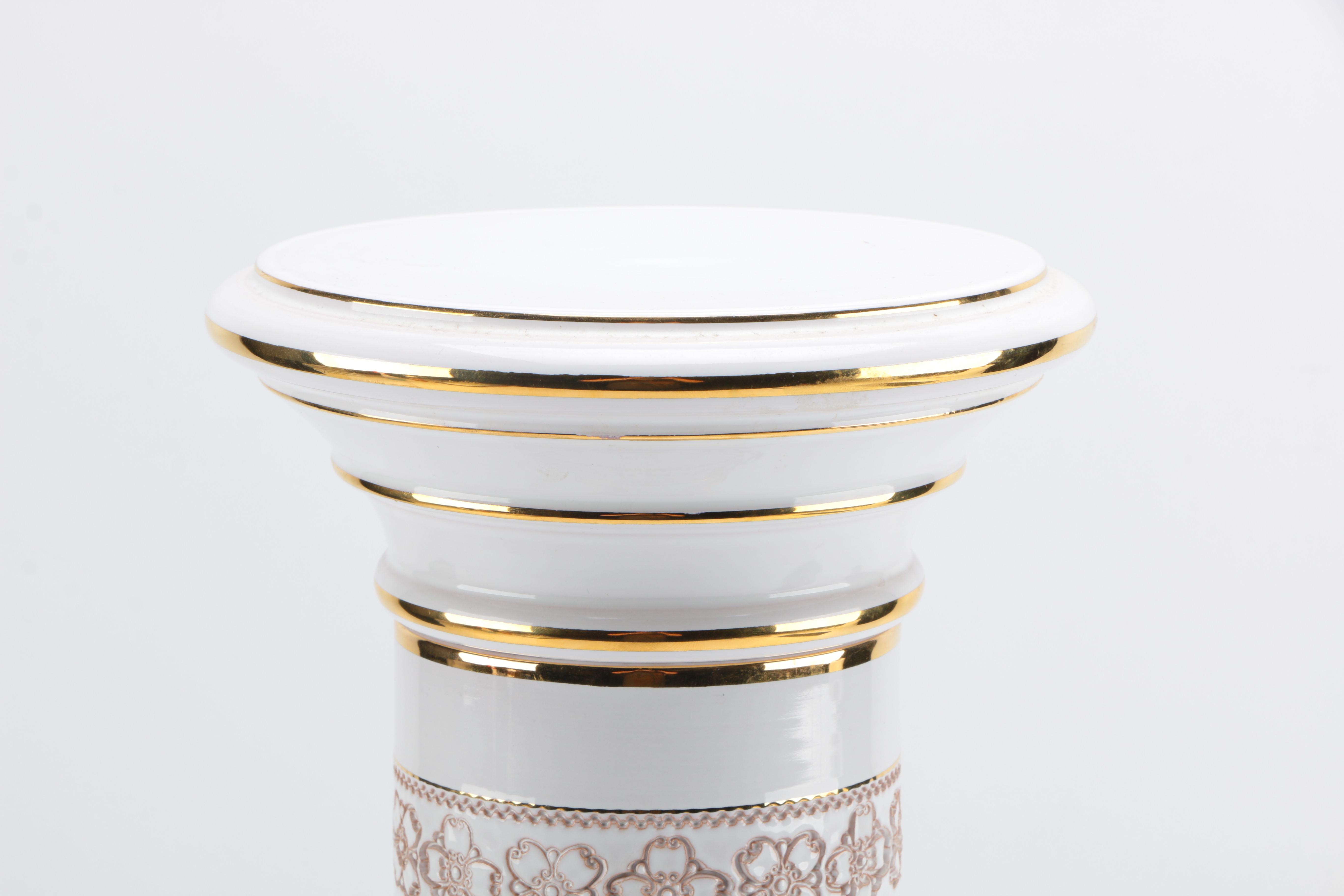 Classically Inspired White and Gold Tone Vase