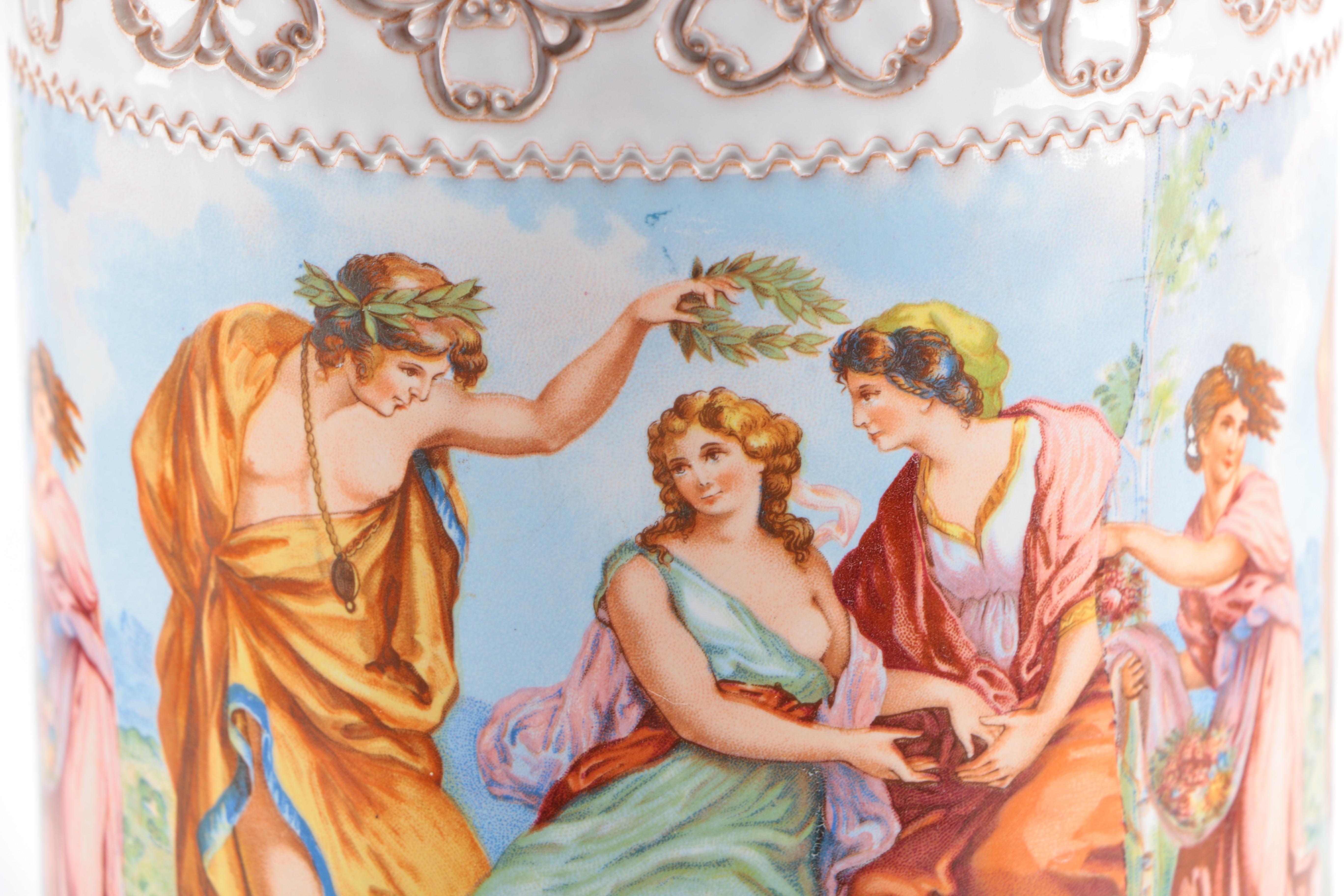 Classically Inspired White and Gold Tone Vase