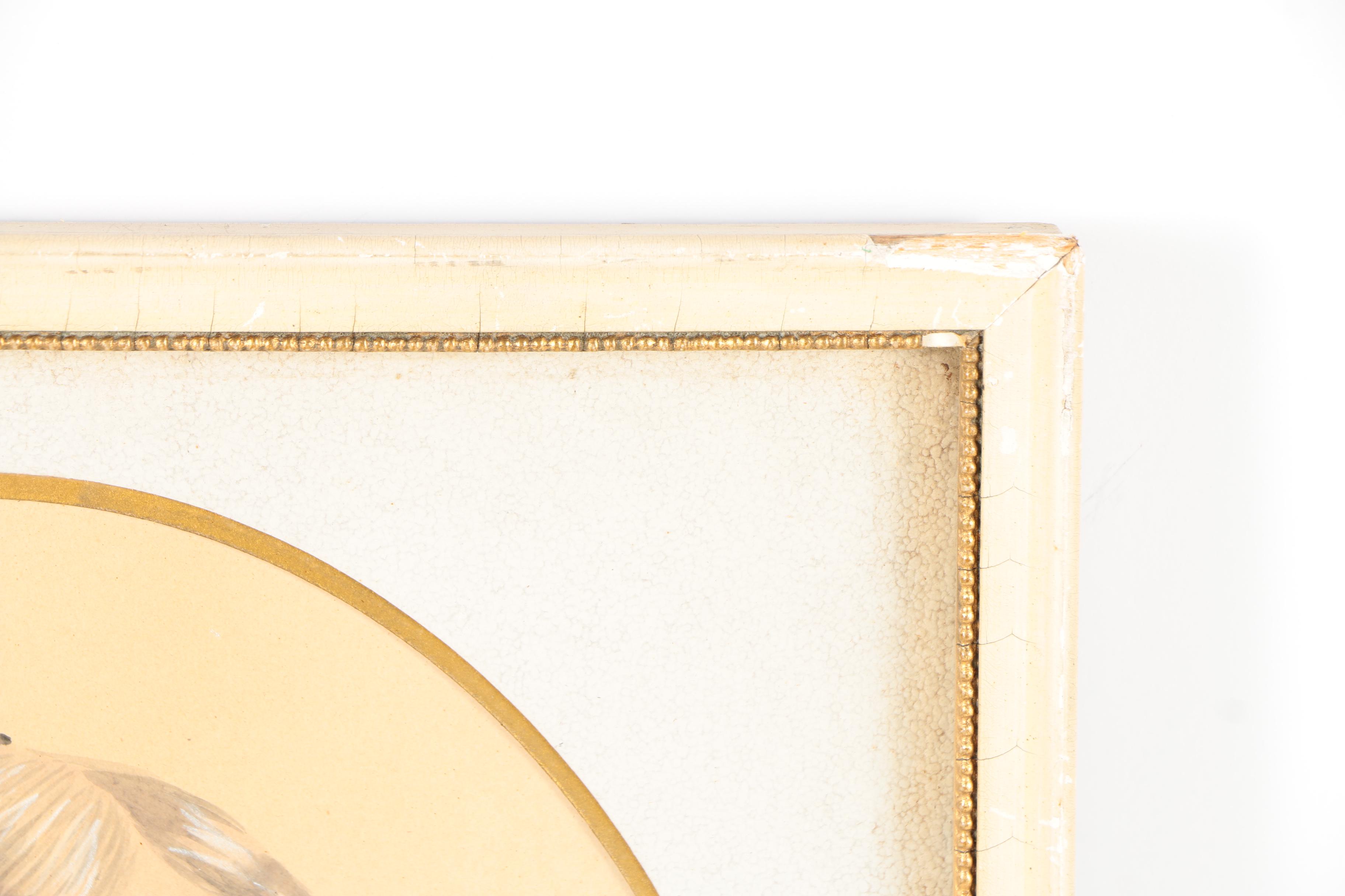 Ink and Gouache Portrait on Paper of a 19th Century Woman