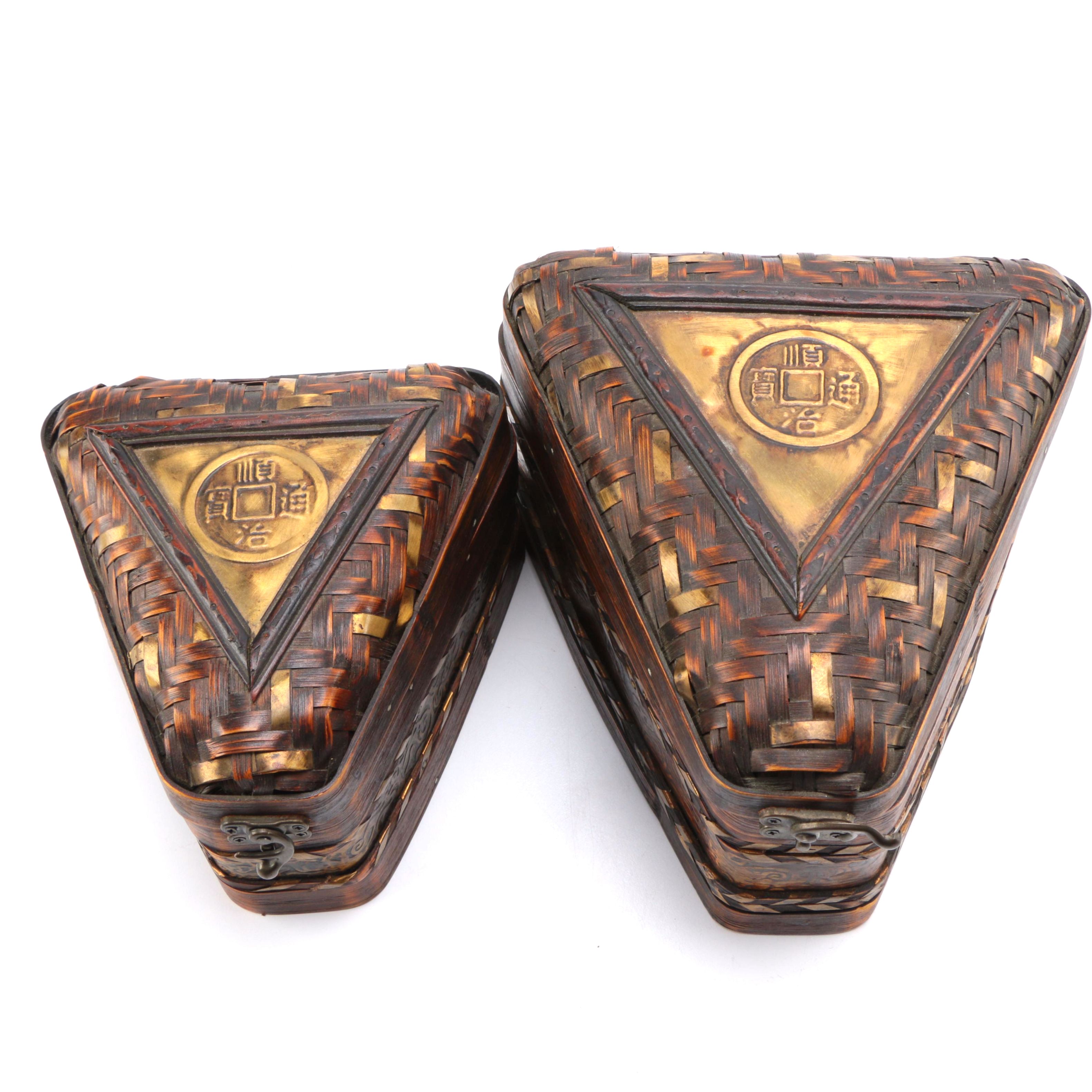 Chinese Inspired Wicker Storage Boxes