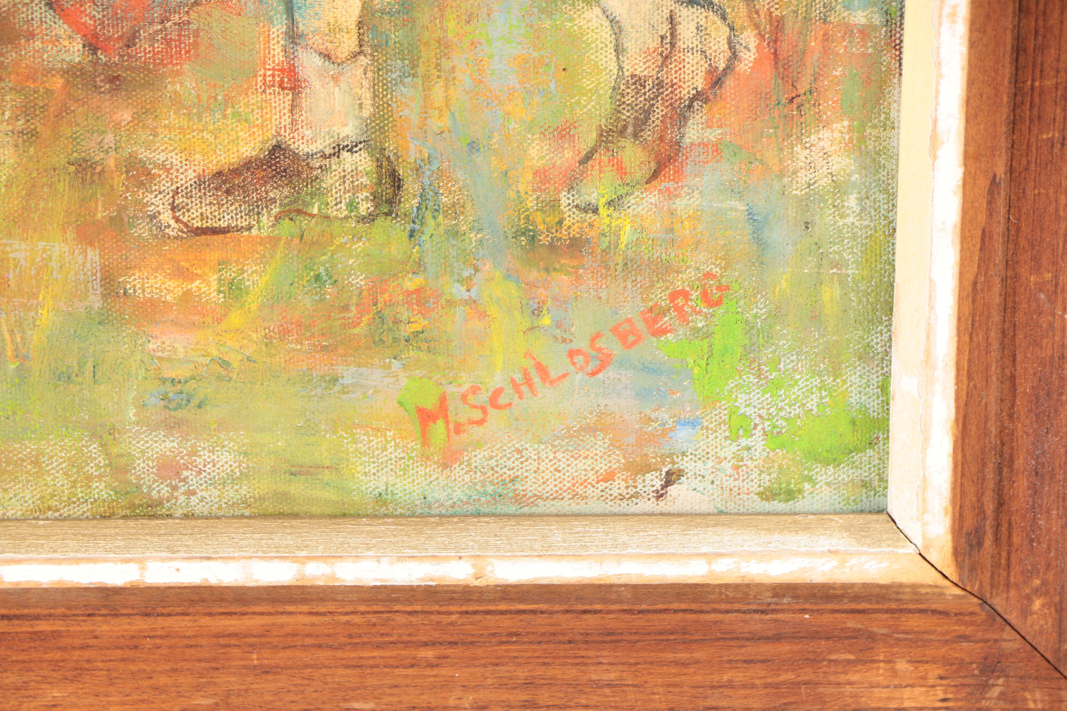 Murielle Schlosberg Oil Painting on Canvas Two Girls