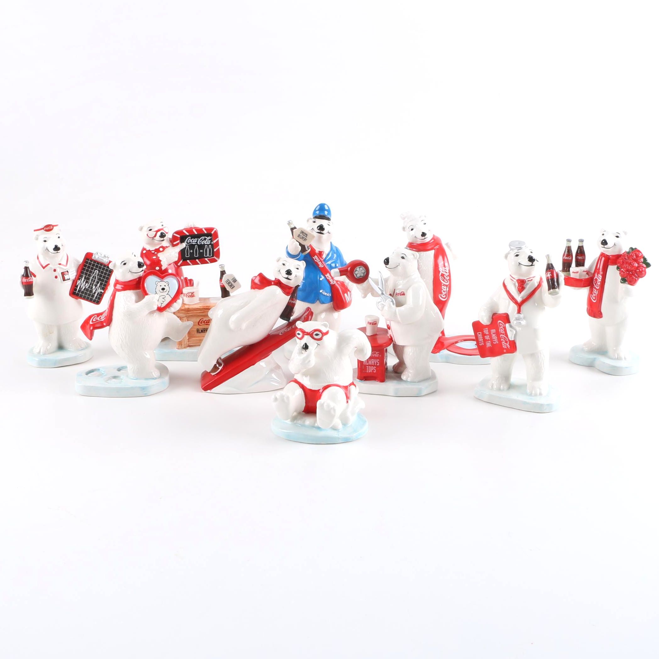 Collection of Coca-Cola Porcelain Bear Figurines