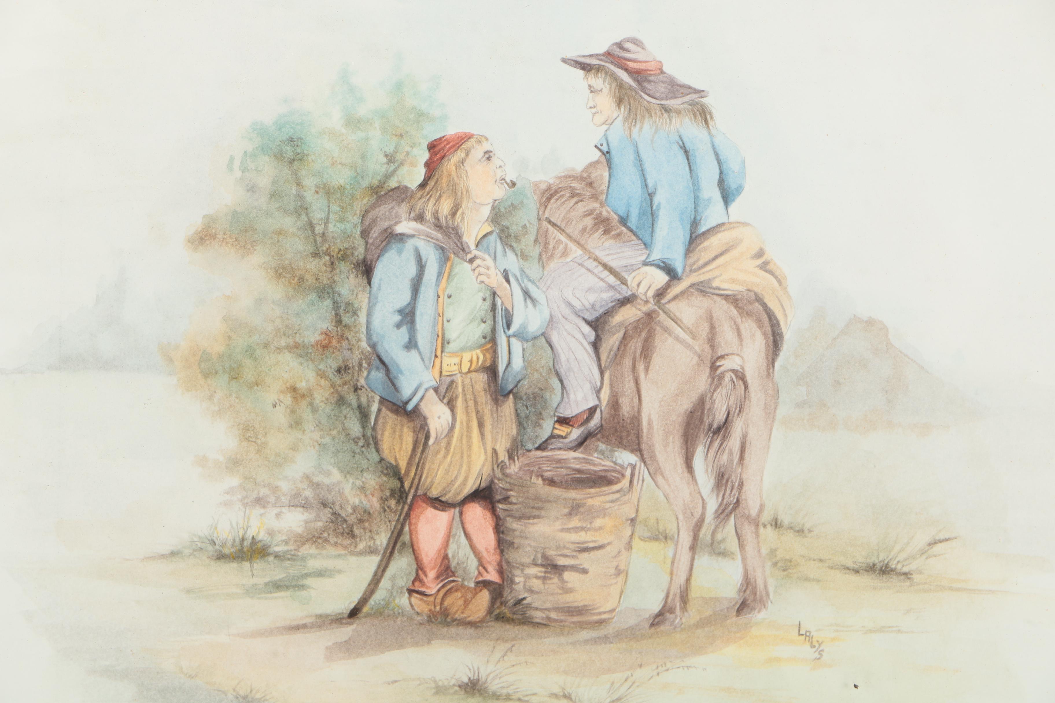 Lalys Watercolor on Cardboard of Farmhands