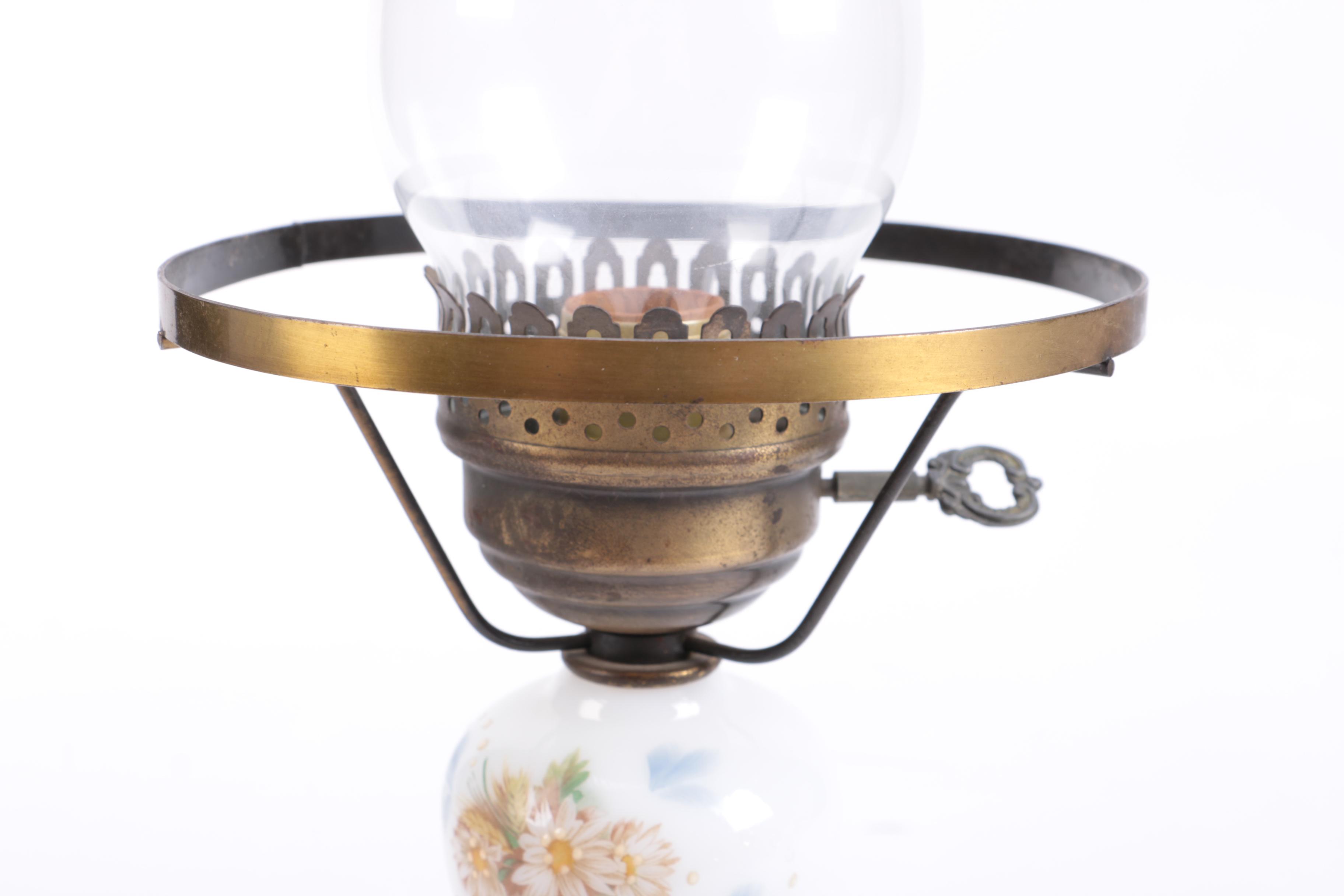 Milk Glass Lamp With an Oil Lamp Style