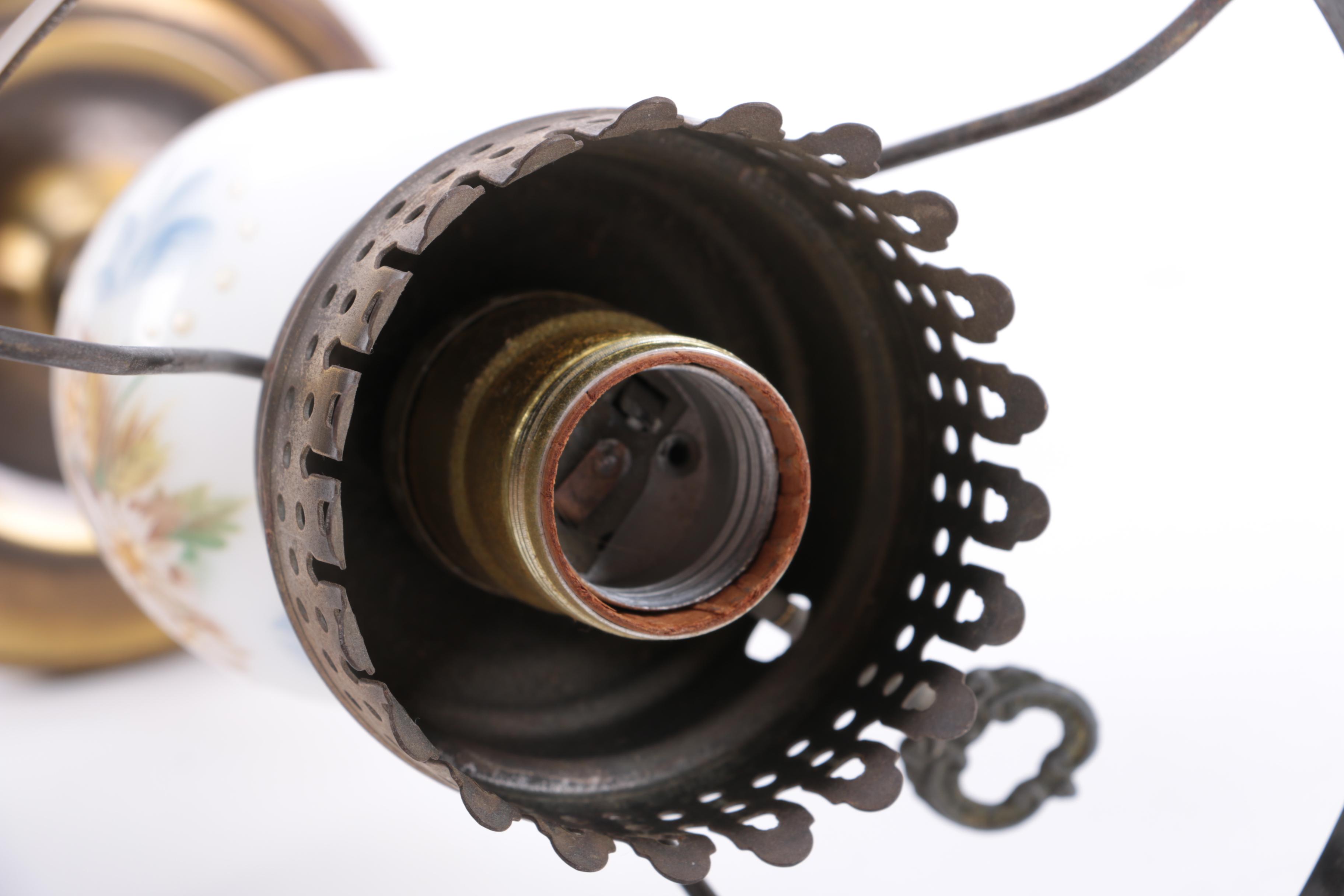 Milk Glass Lamp With an Oil Lamp Style