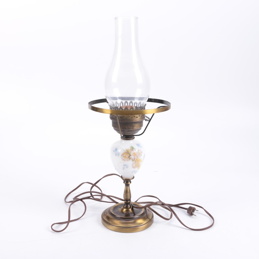 Milk Glass Lamp With an Oil Lamp Style