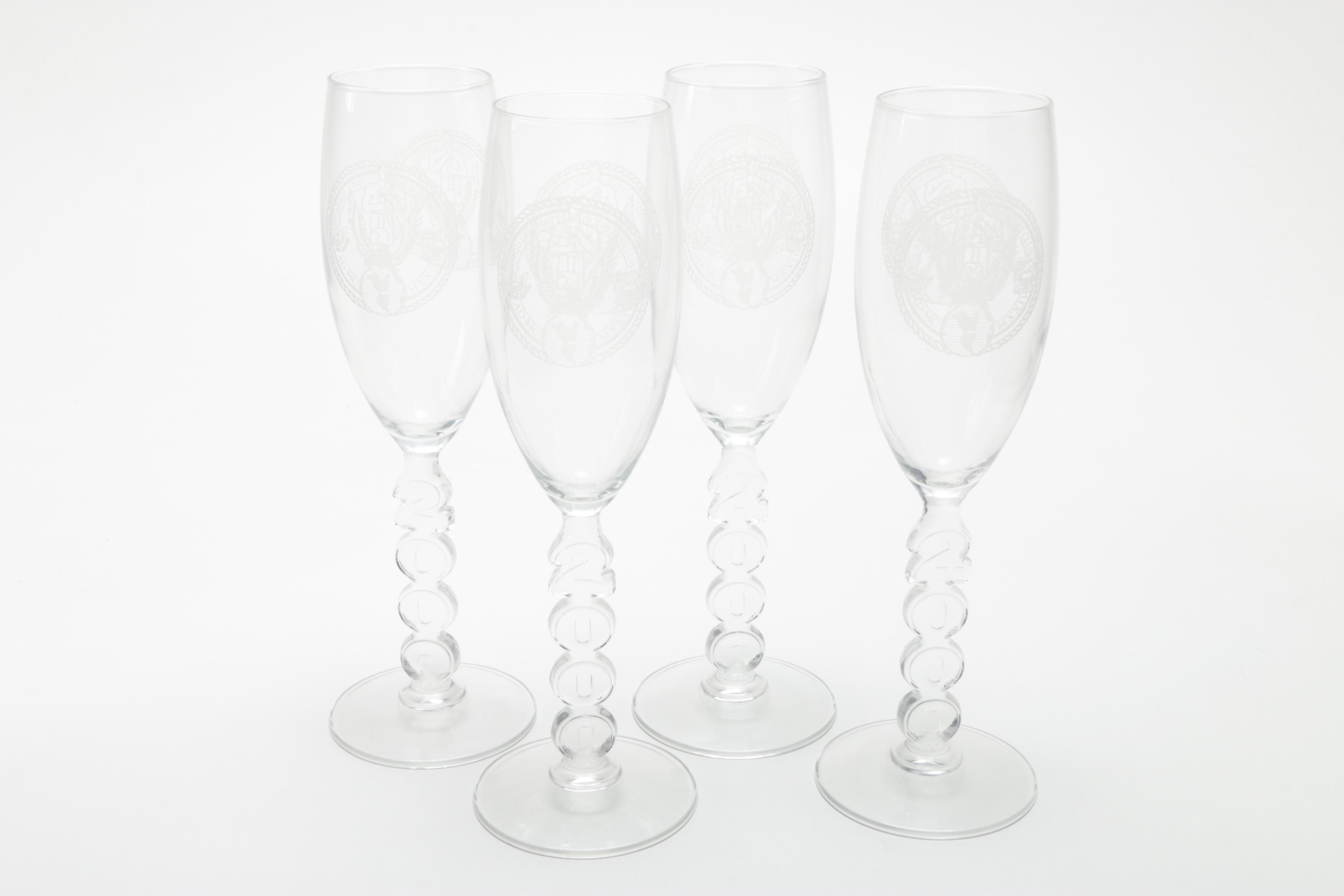 Glassware with Etched Navy Designs