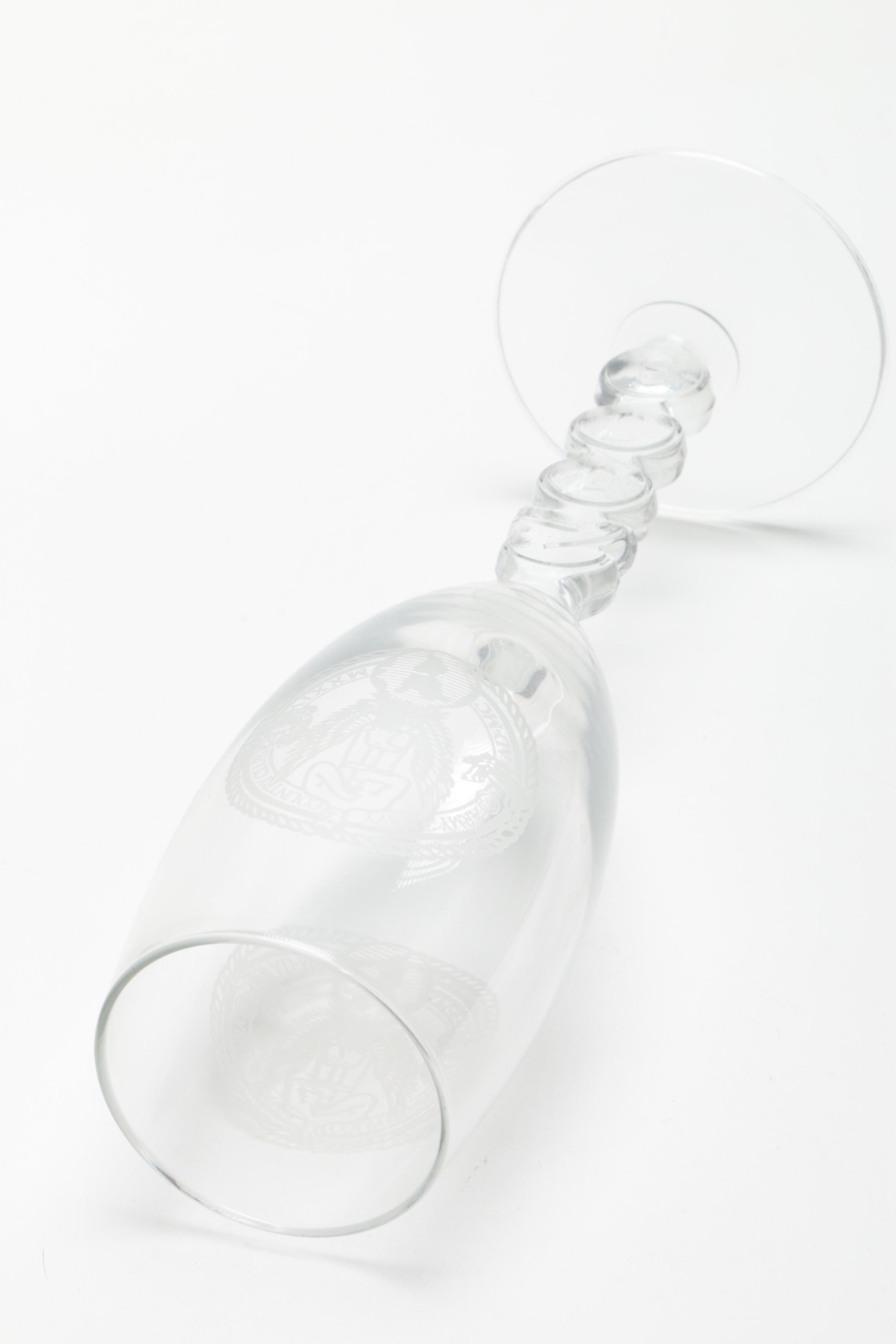 Glassware with Etched Navy Designs