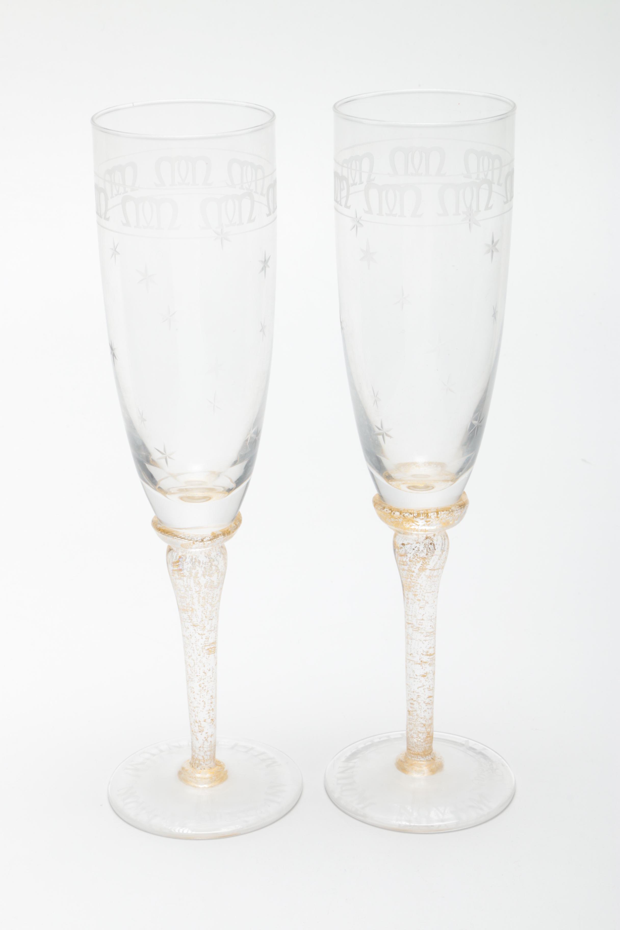 Glassware with Etched Navy Designs