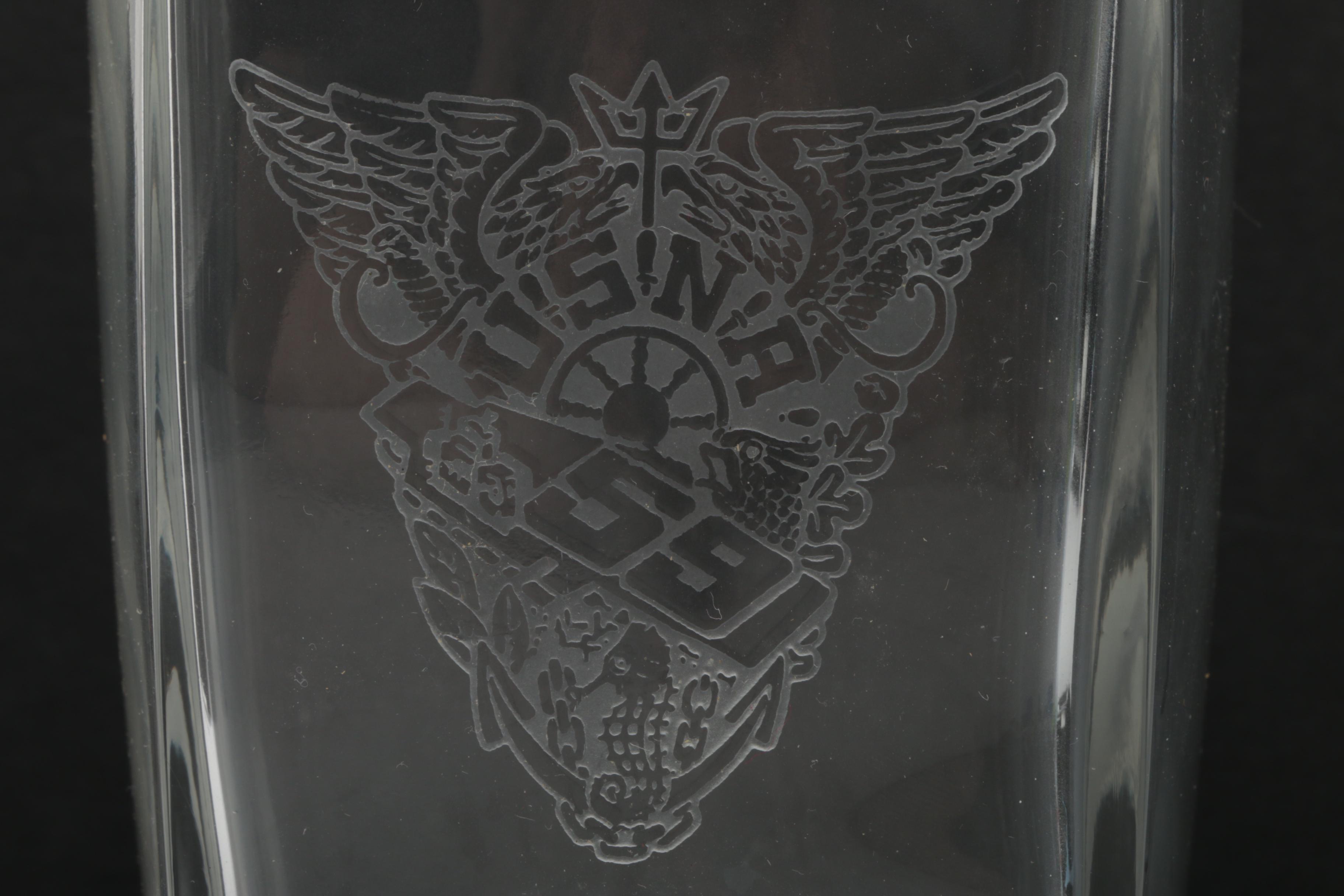 Glassware with Etched Navy Designs