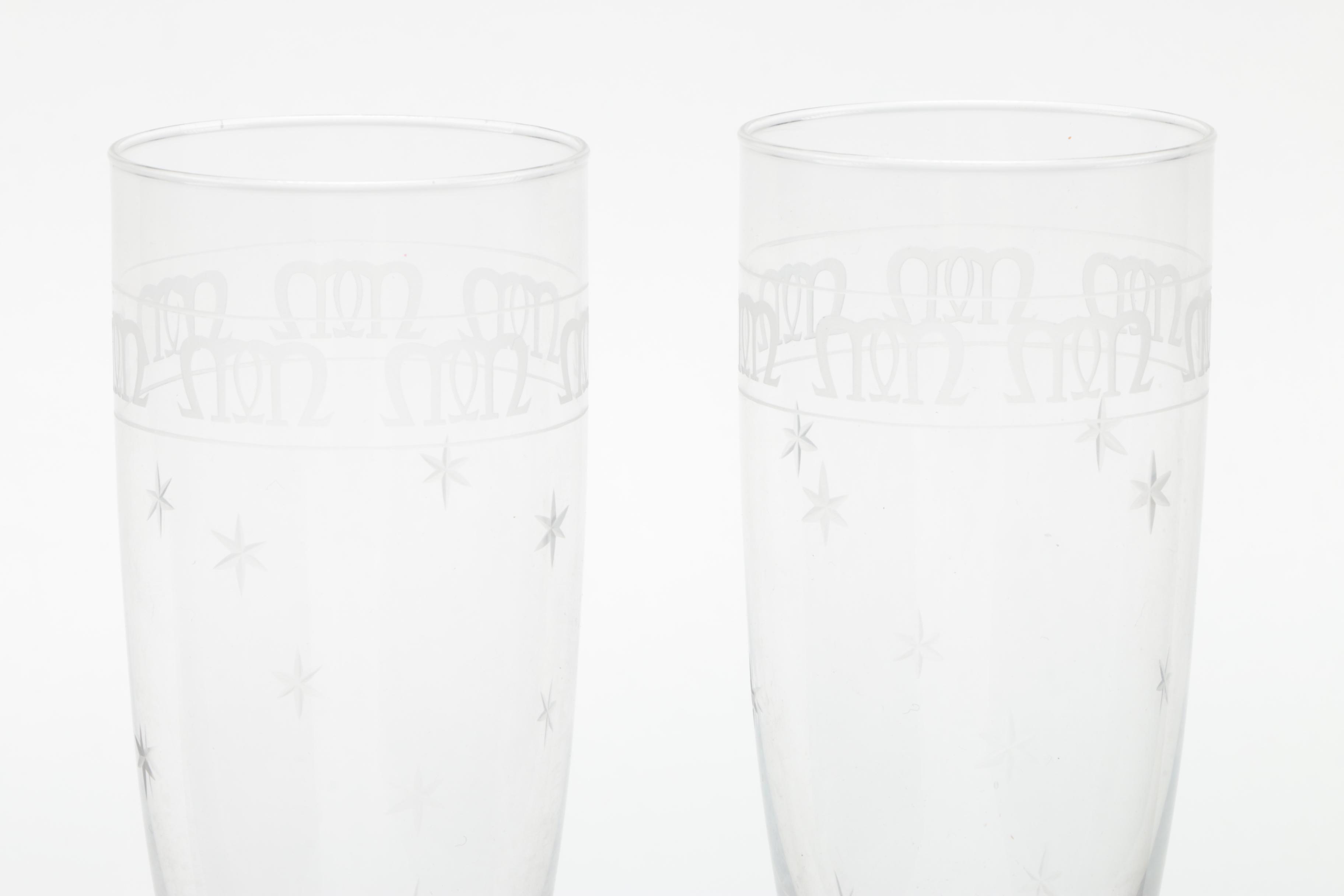 Glassware with Etched Navy Designs