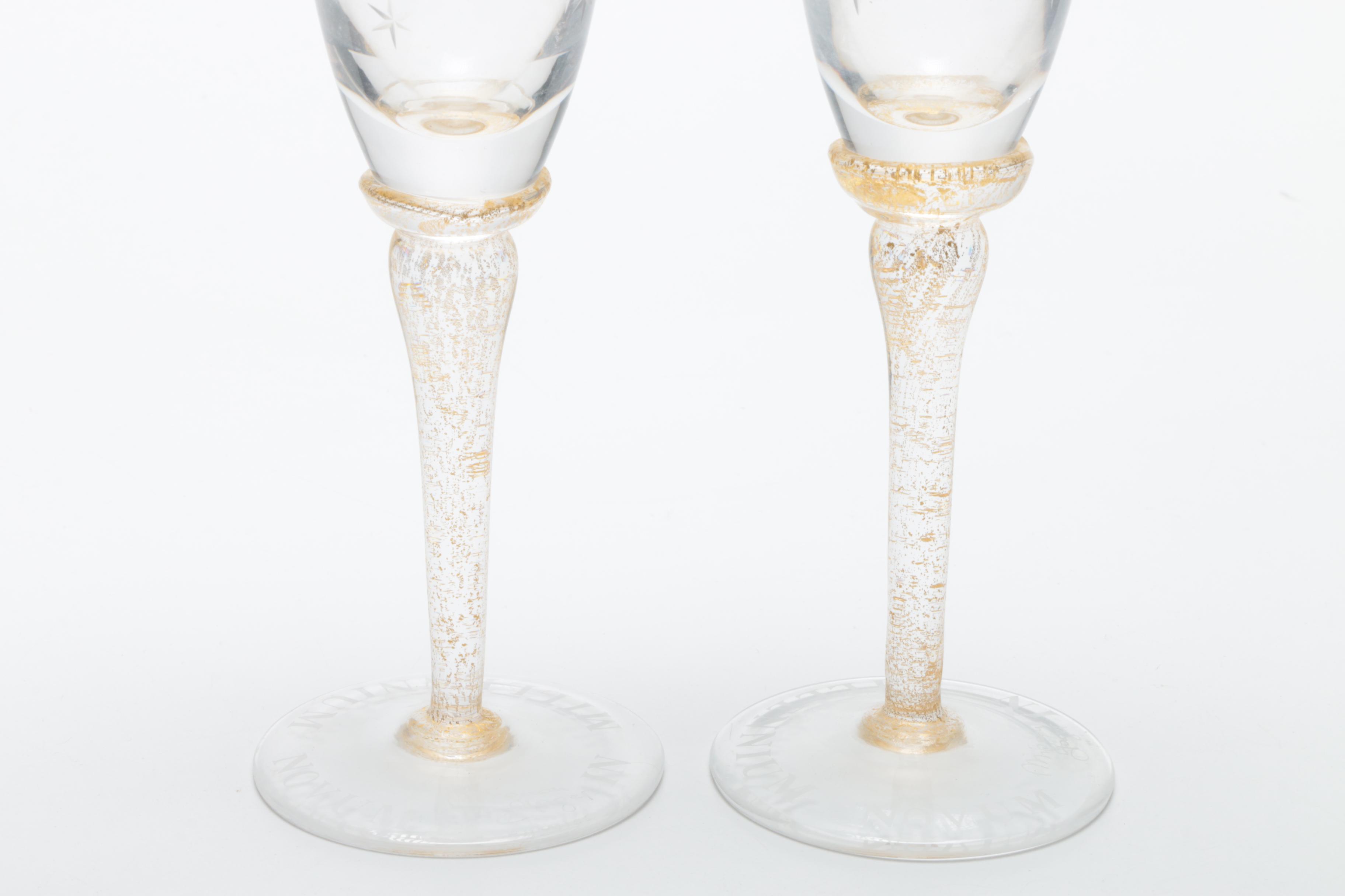 Glassware with Etched Navy Designs