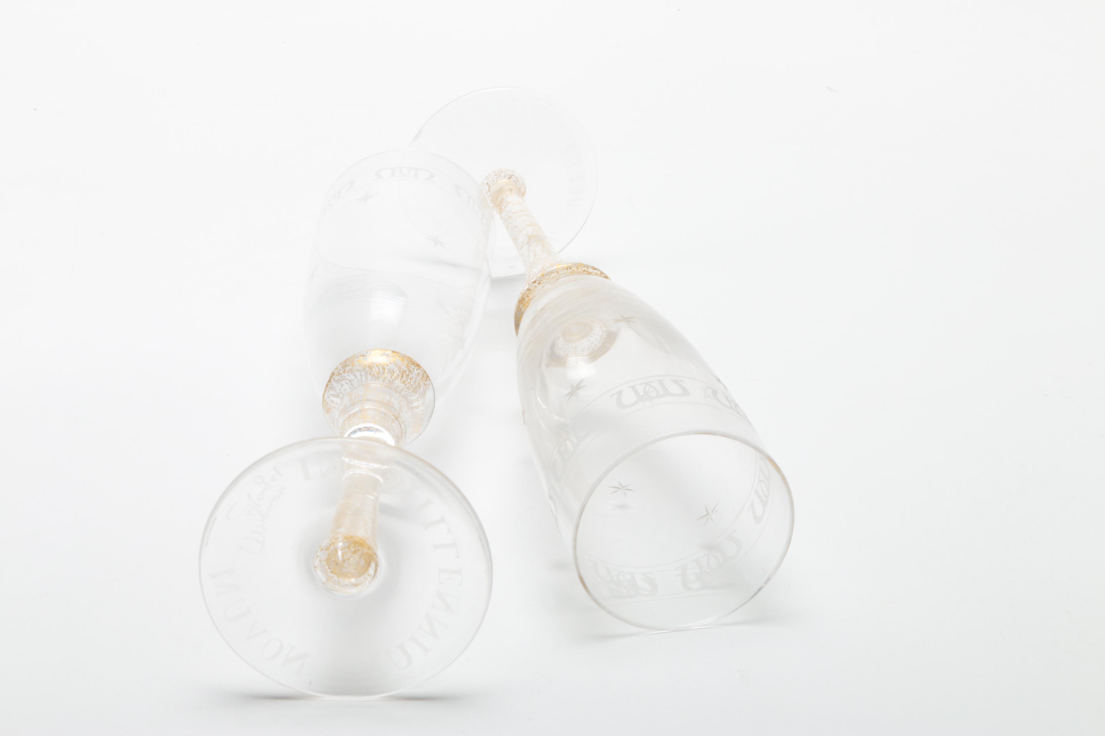 Glassware with Etched Navy Designs