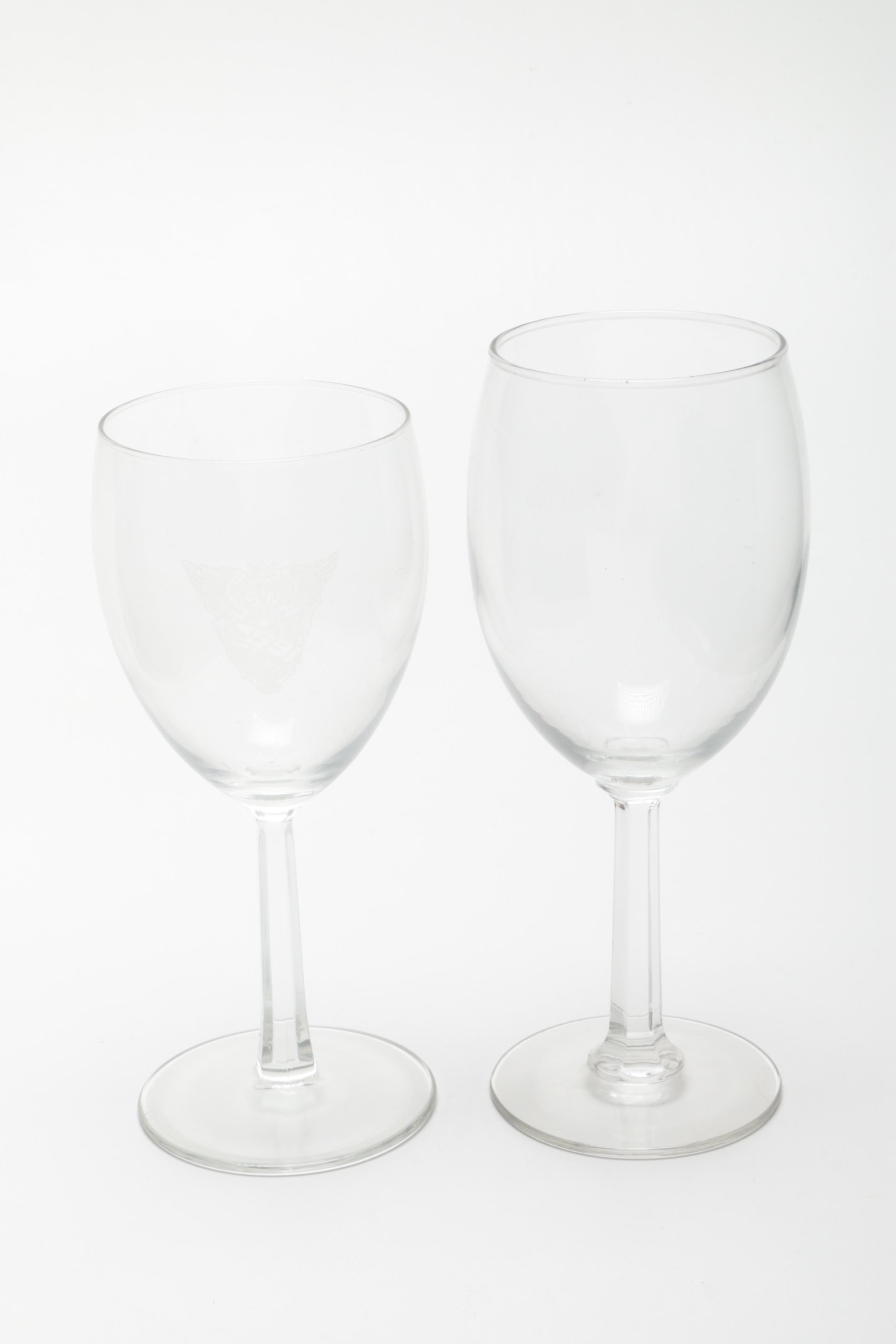 Glassware with Etched Navy Designs