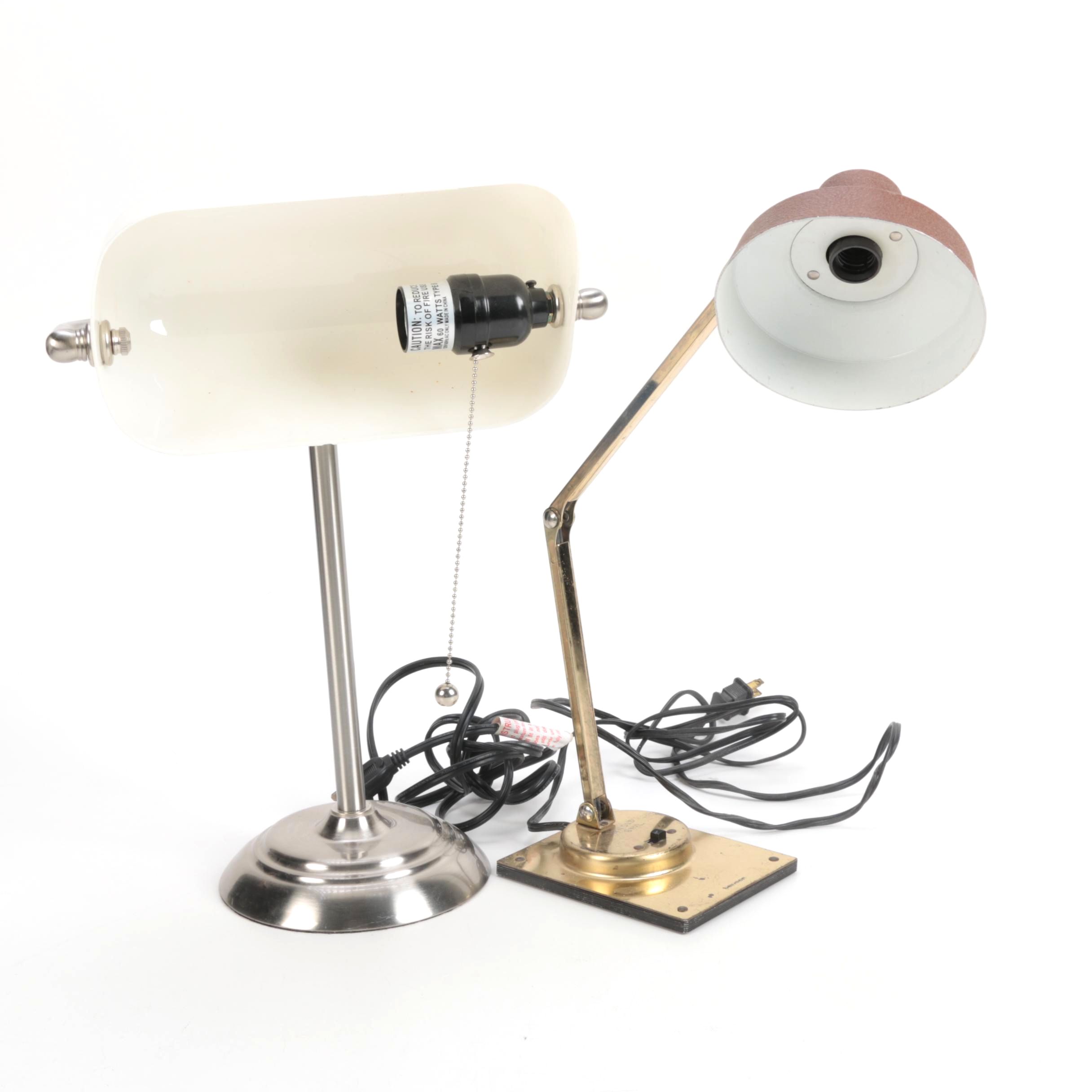 Metal Bankers and Task Table Lamps