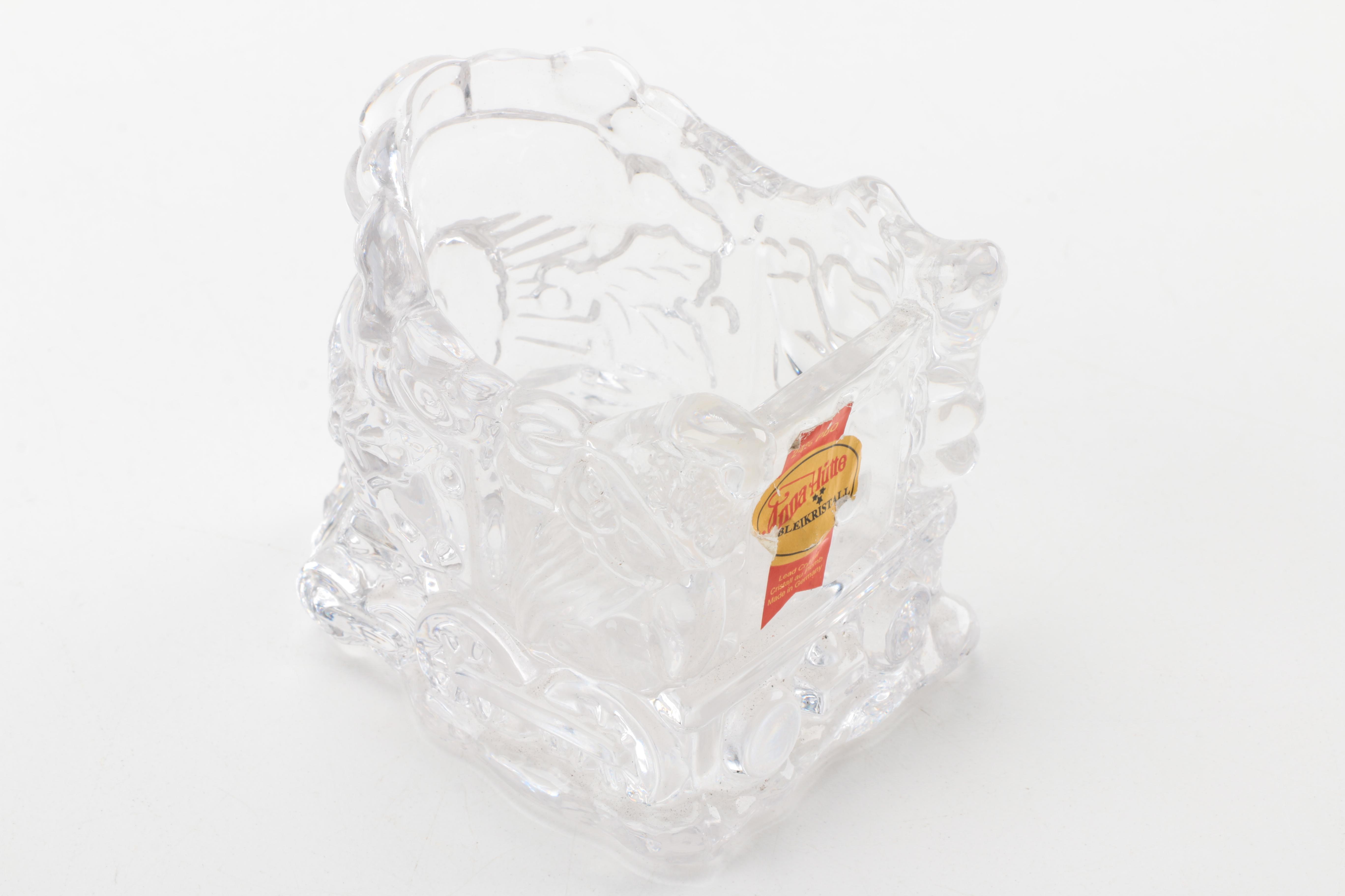 Anna Hutte Bleikristall Crystal Train Engine Votive