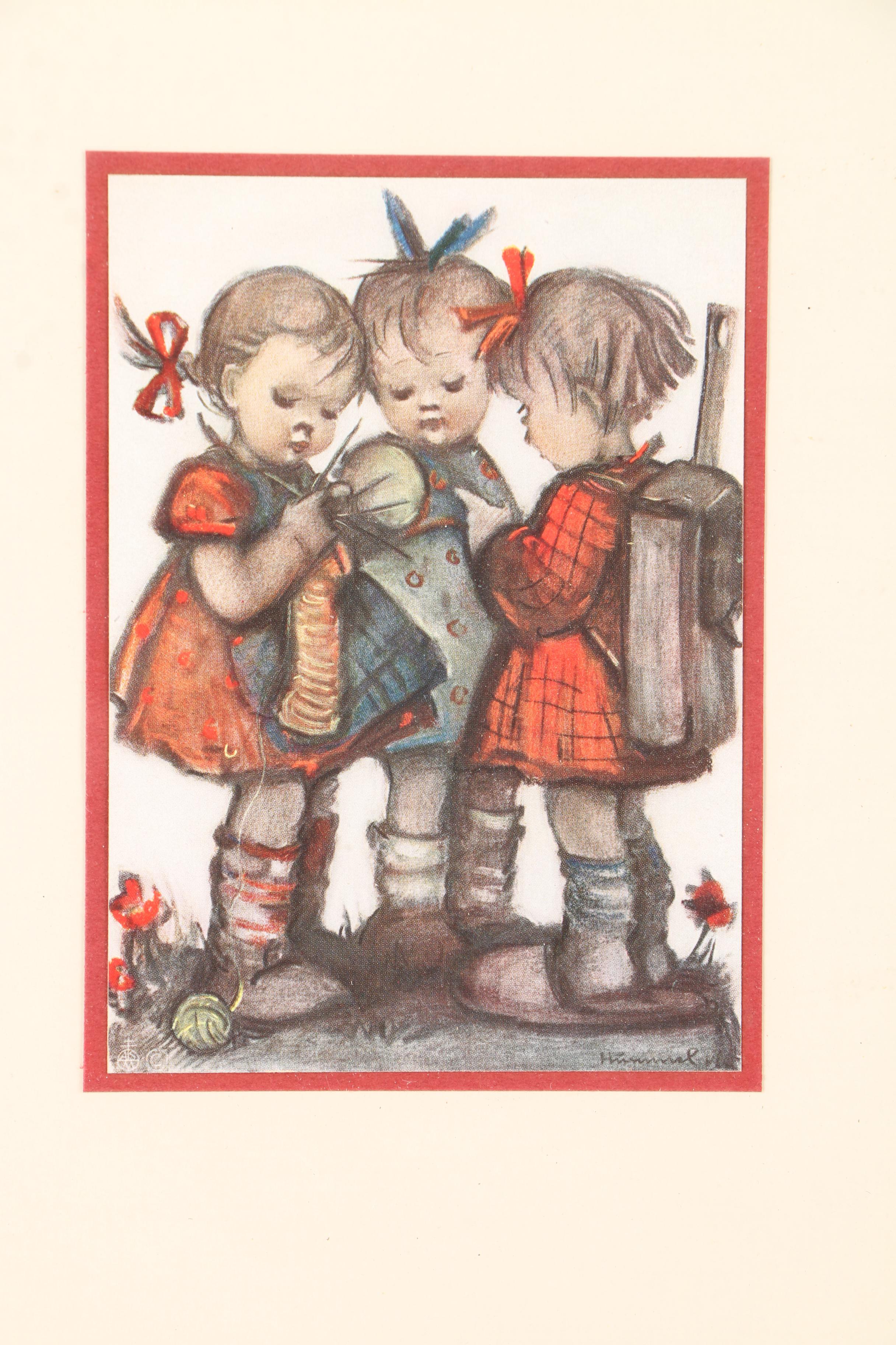 Hummel Offset Lithographs With Ceramic Pitcher