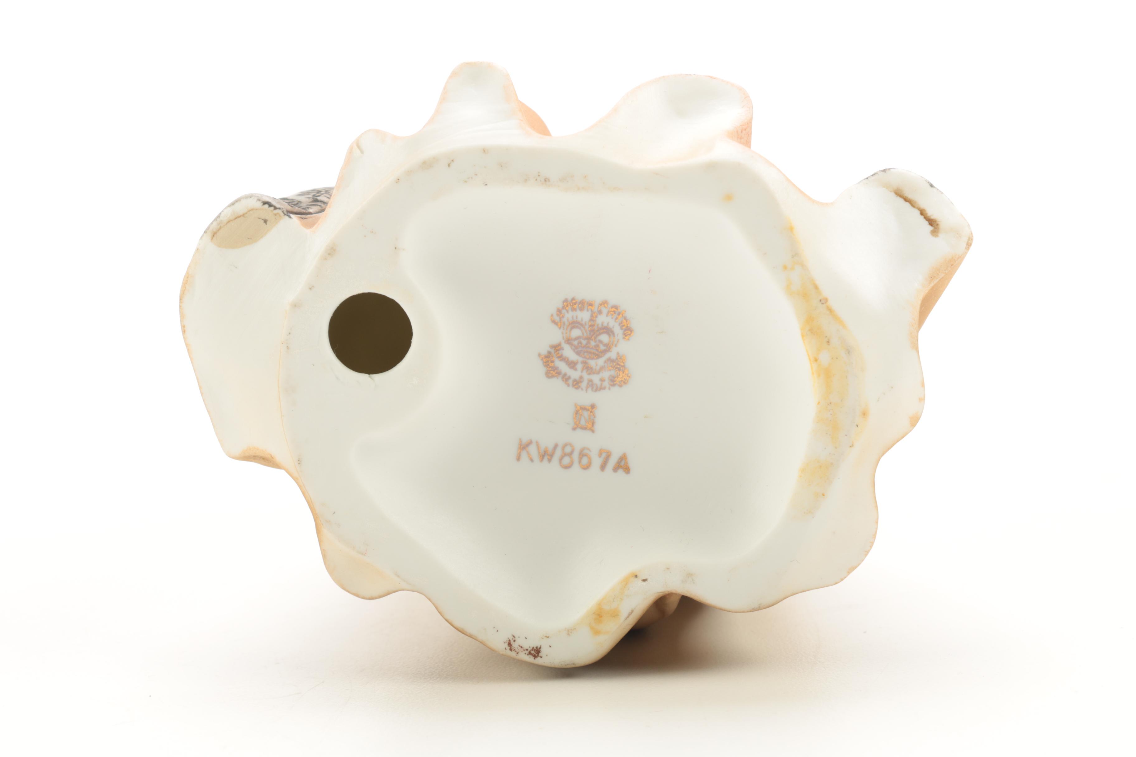 Lefton Hand-Painted Ceramic Figurine of Victorian Era Woman