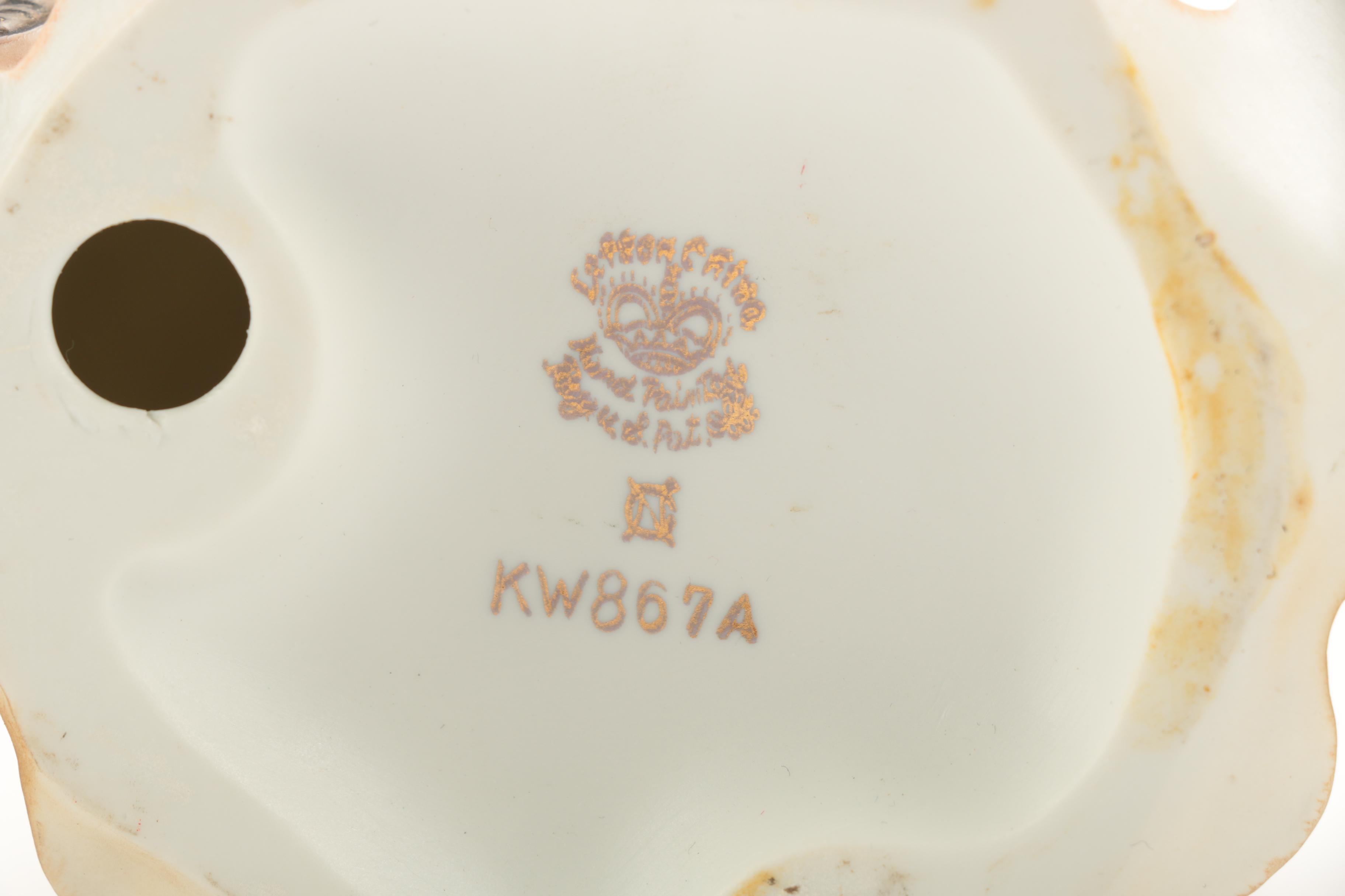 Lefton Hand-Painted Ceramic Figurine of Victorian Era Woman