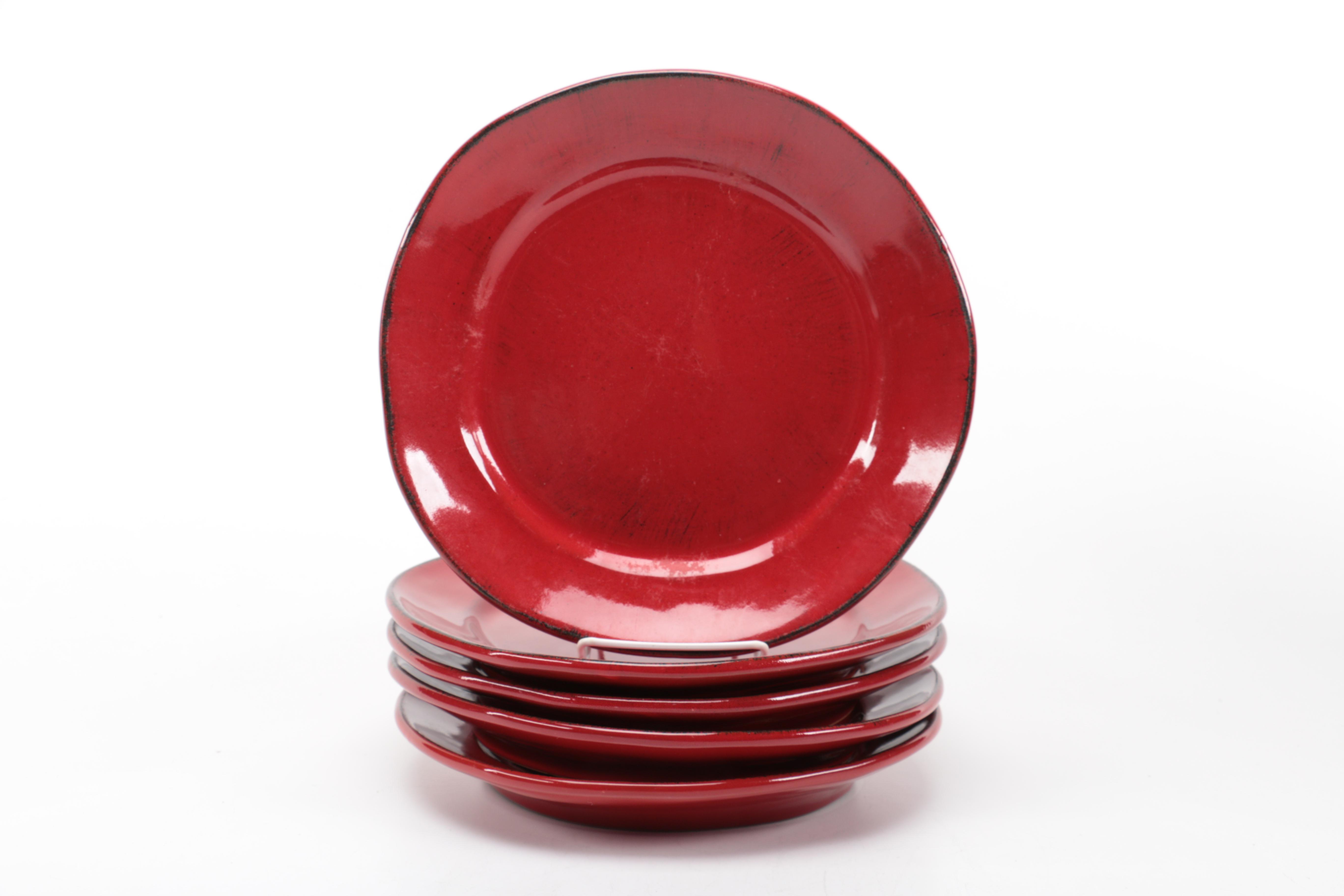 Red Crate & Barrel "Marin Red" Dinnerware Set