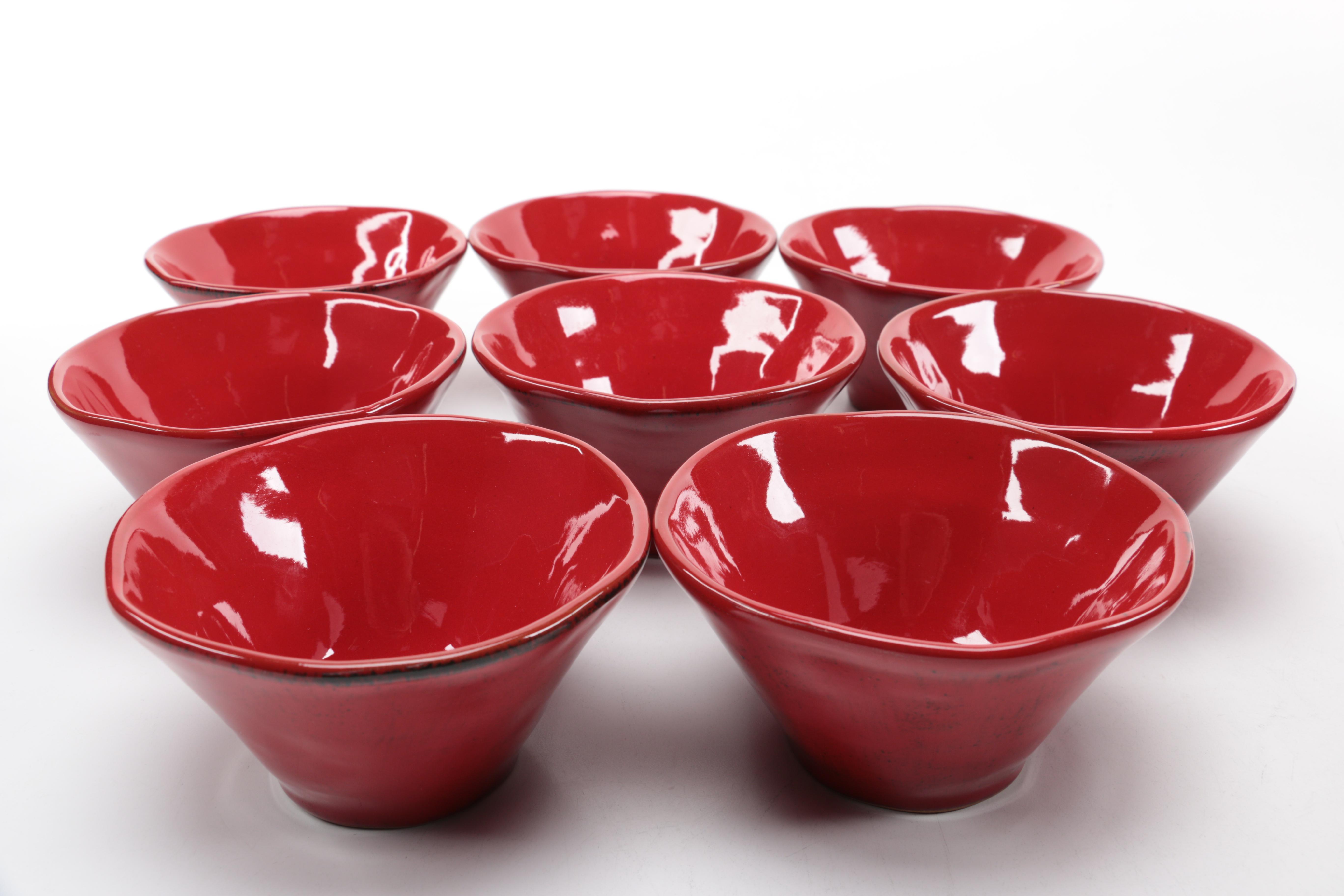 Red Crate & Barrel "Marin Red" Dinnerware Set