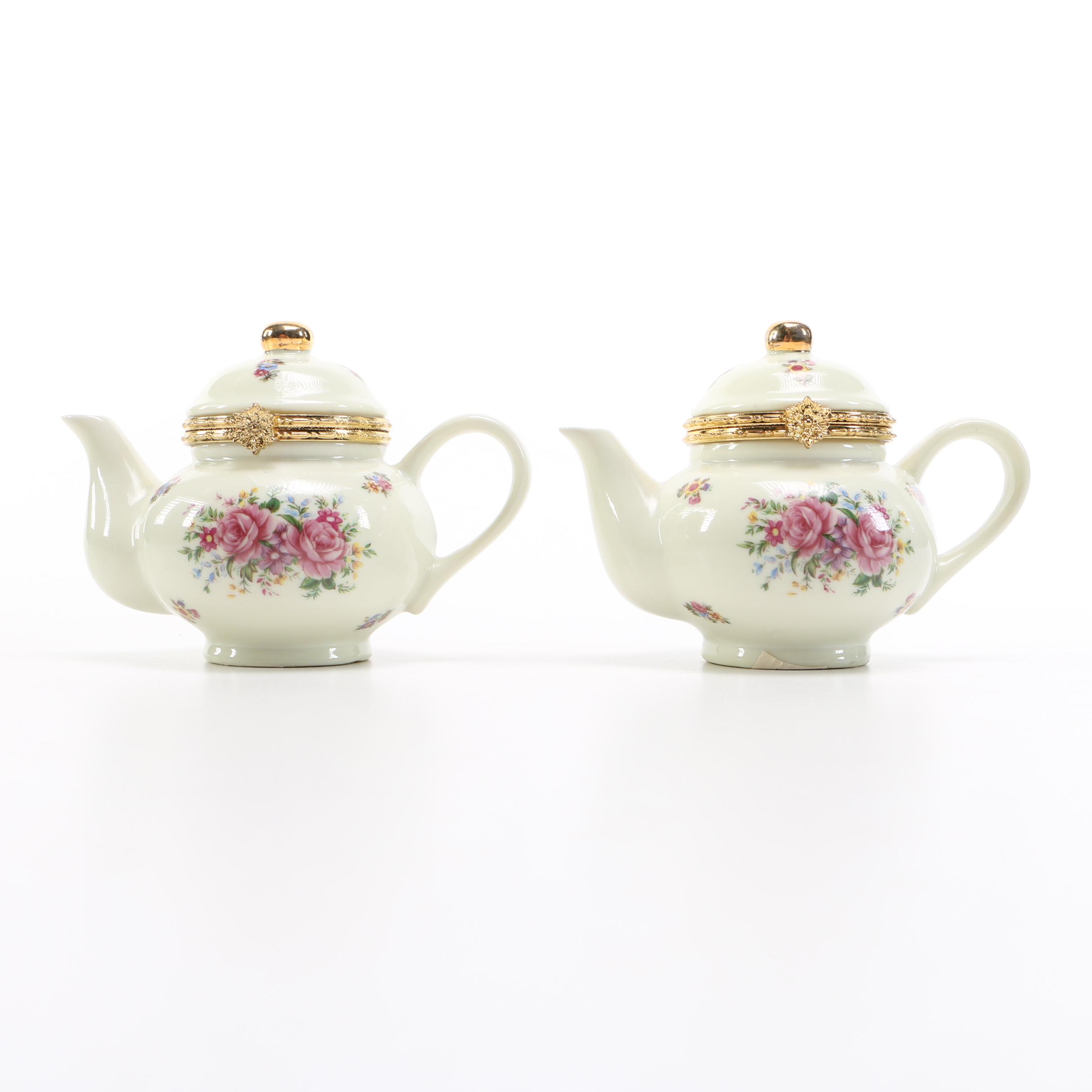 Pair of Formalities White Porcelain Teapot-Form Boxes