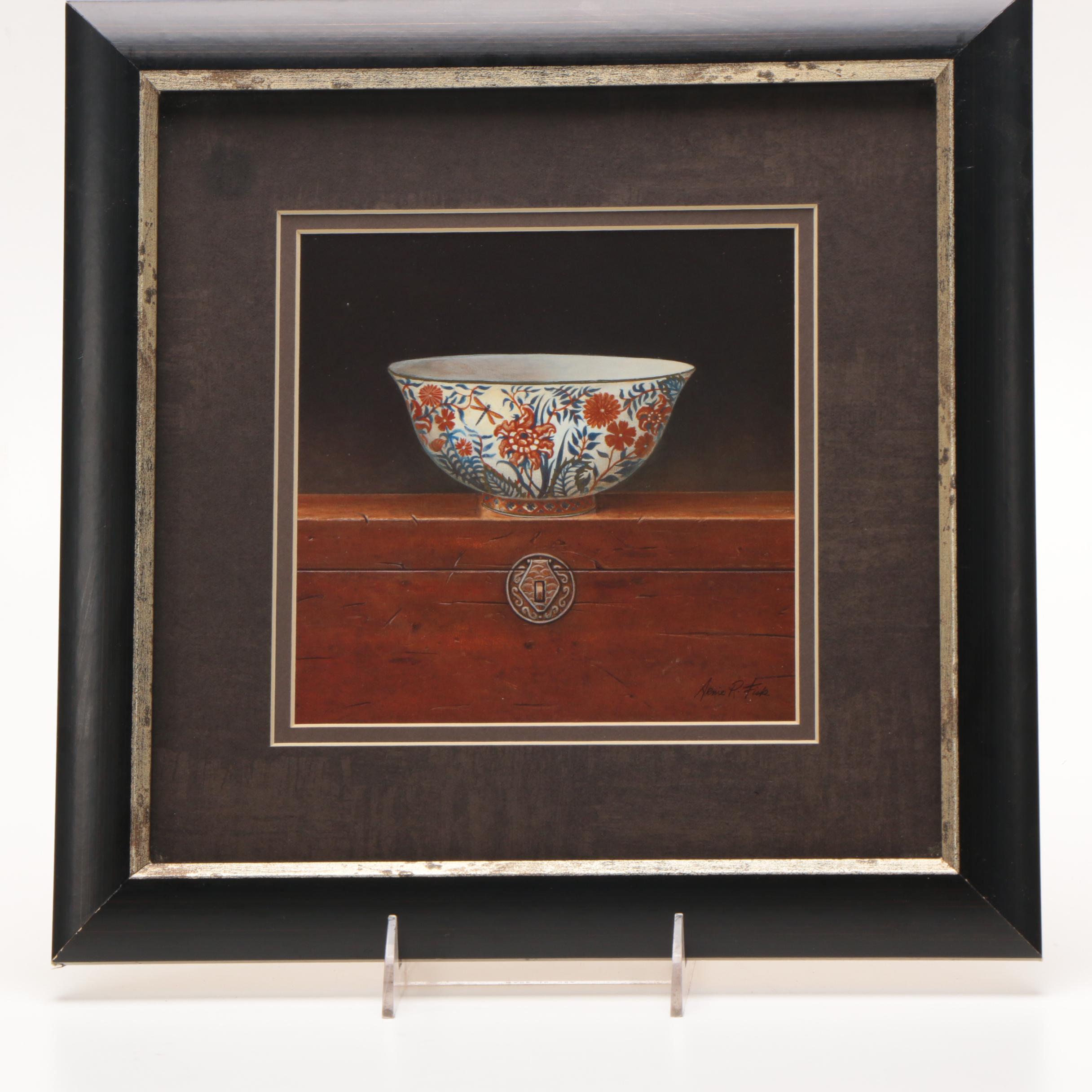 Two Arnie Fisk Offset Lithographs "Oriental Bowl 1"