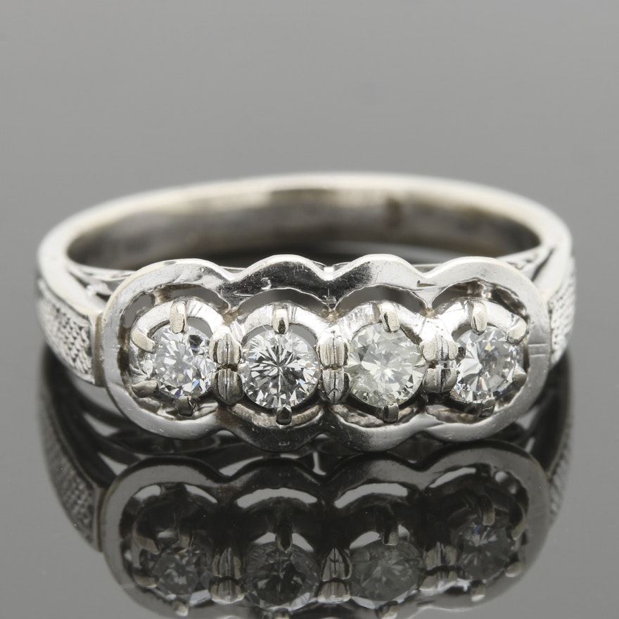 10K White Gold Diamond Ring