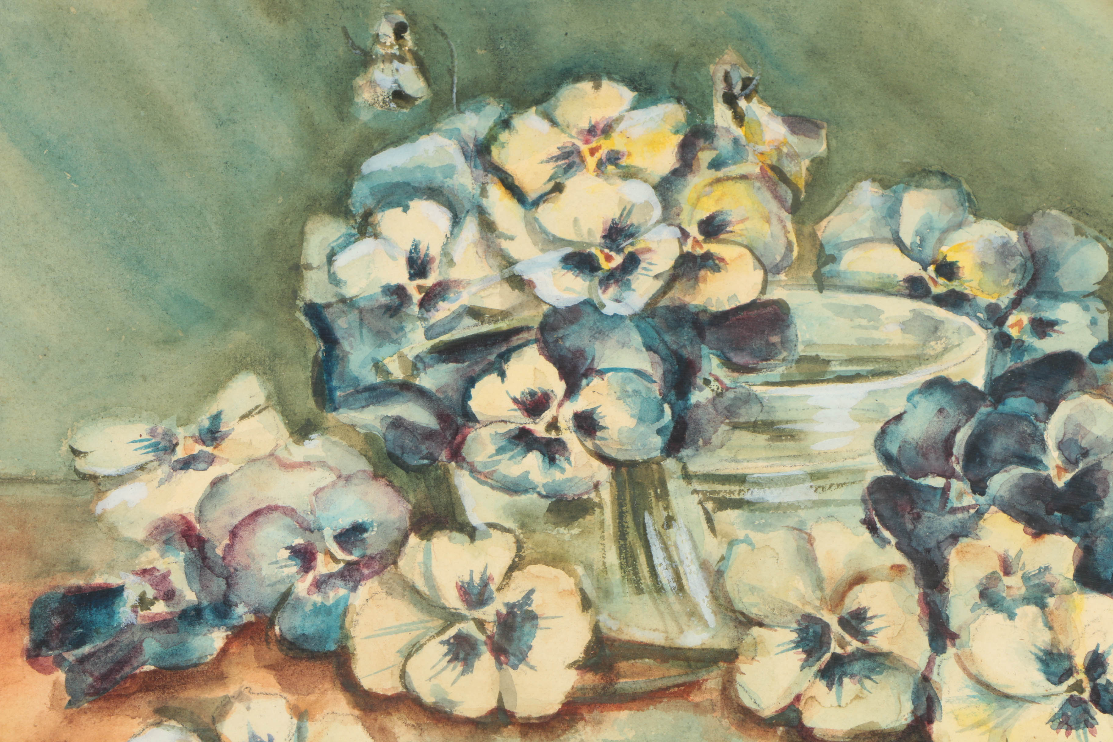 Watercolor Painting on Paper of Pansies