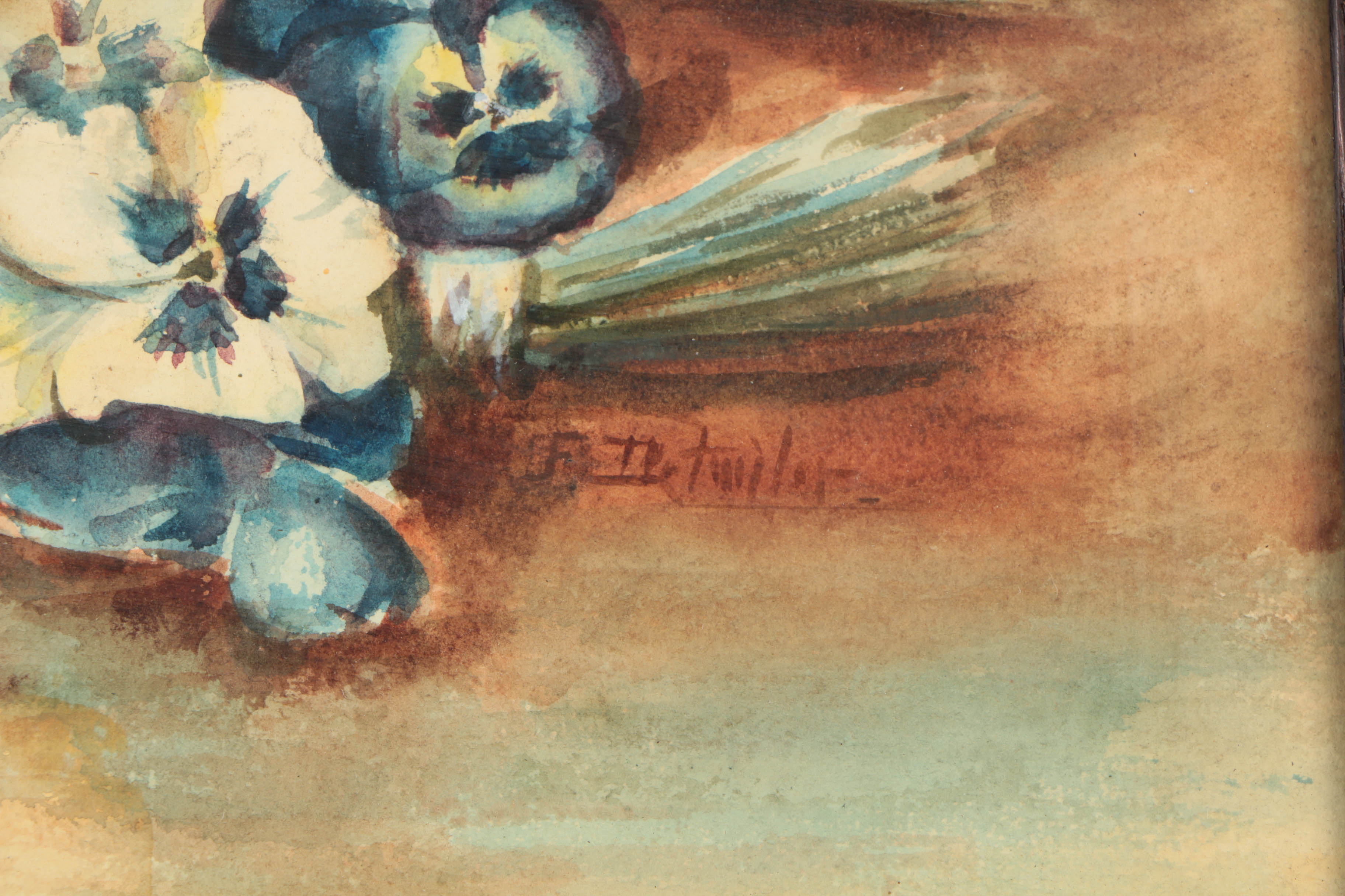 Watercolor Painting on Paper of Pansies