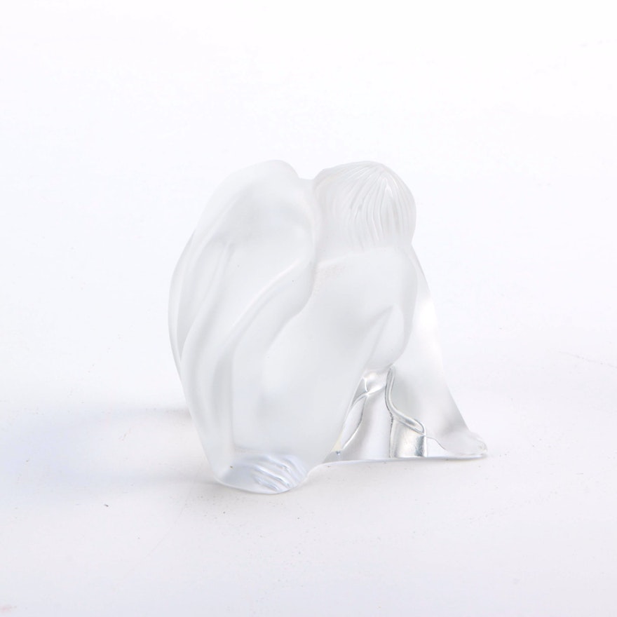 Lalique "Sitting" Frosted Crystal Figurine