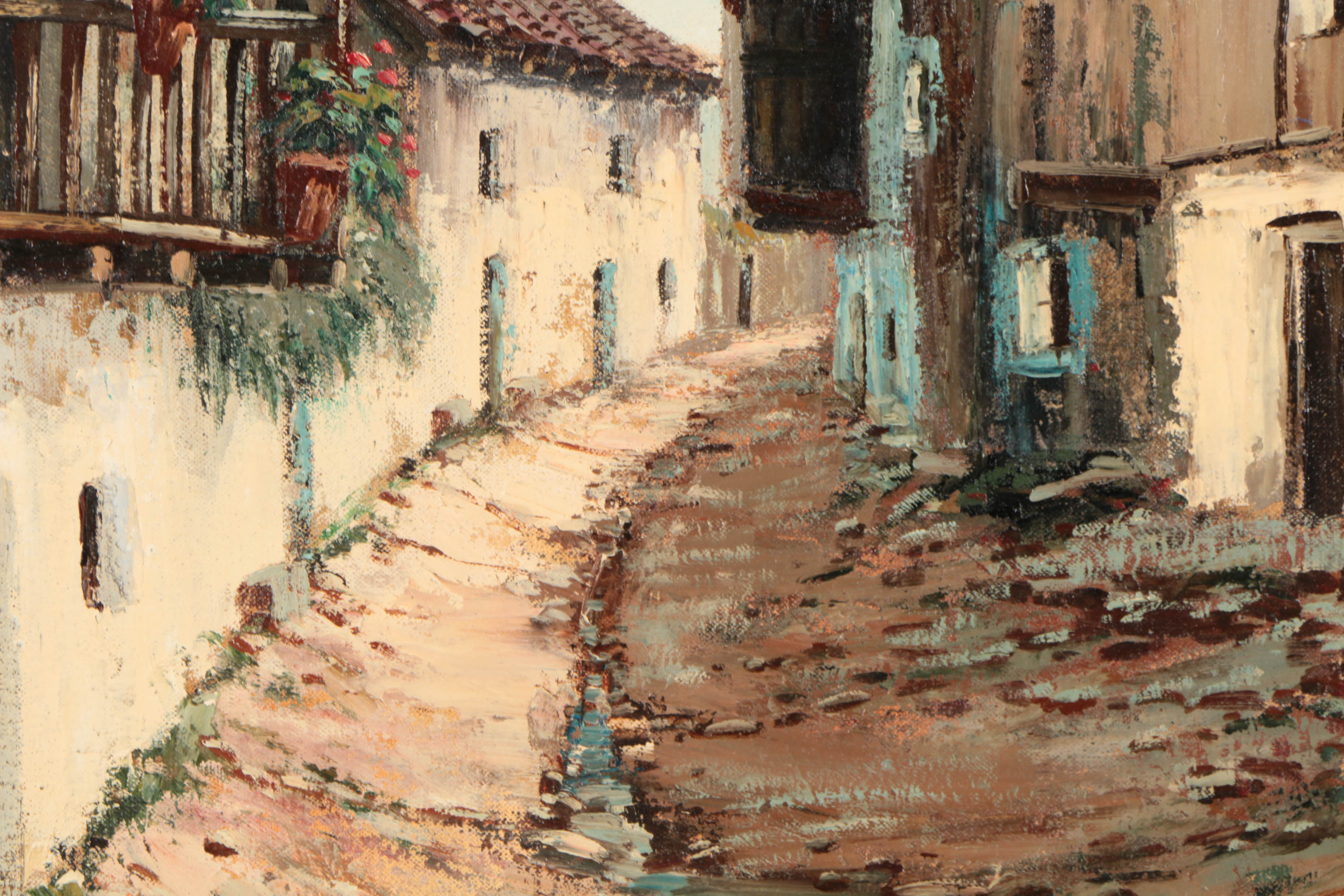 Benedicto Oil Painting on Canvas of a Rustic Village Scene