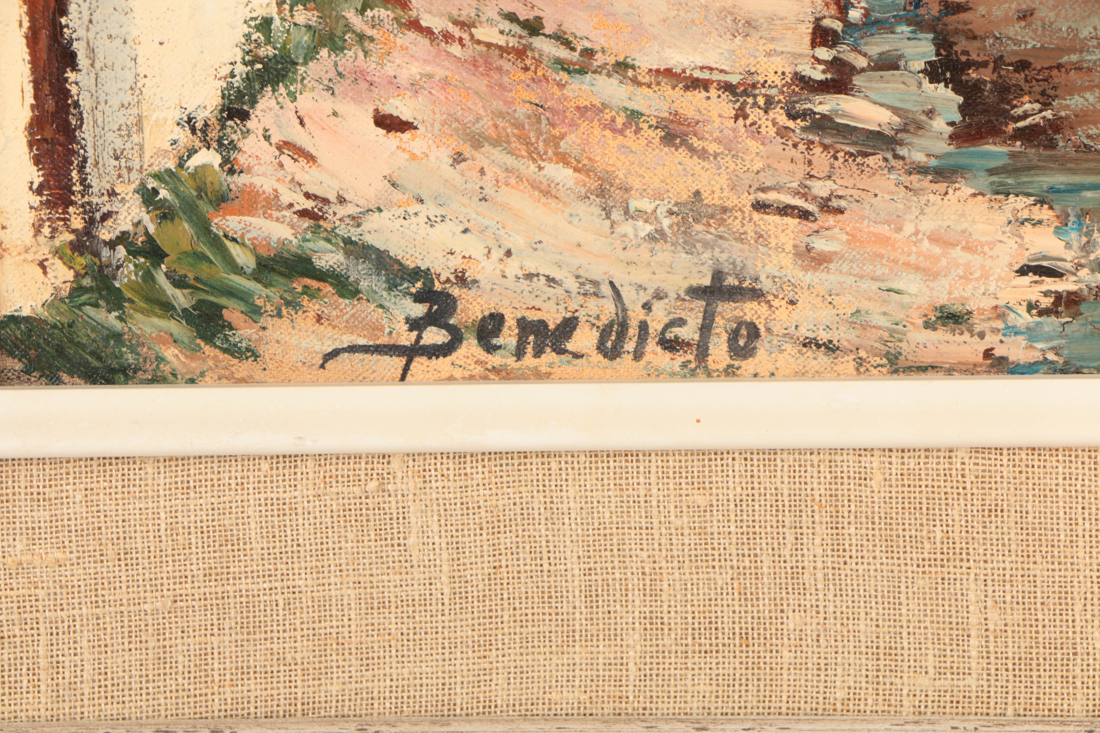 Benedicto Oil Painting on Canvas of a Rustic Village Scene