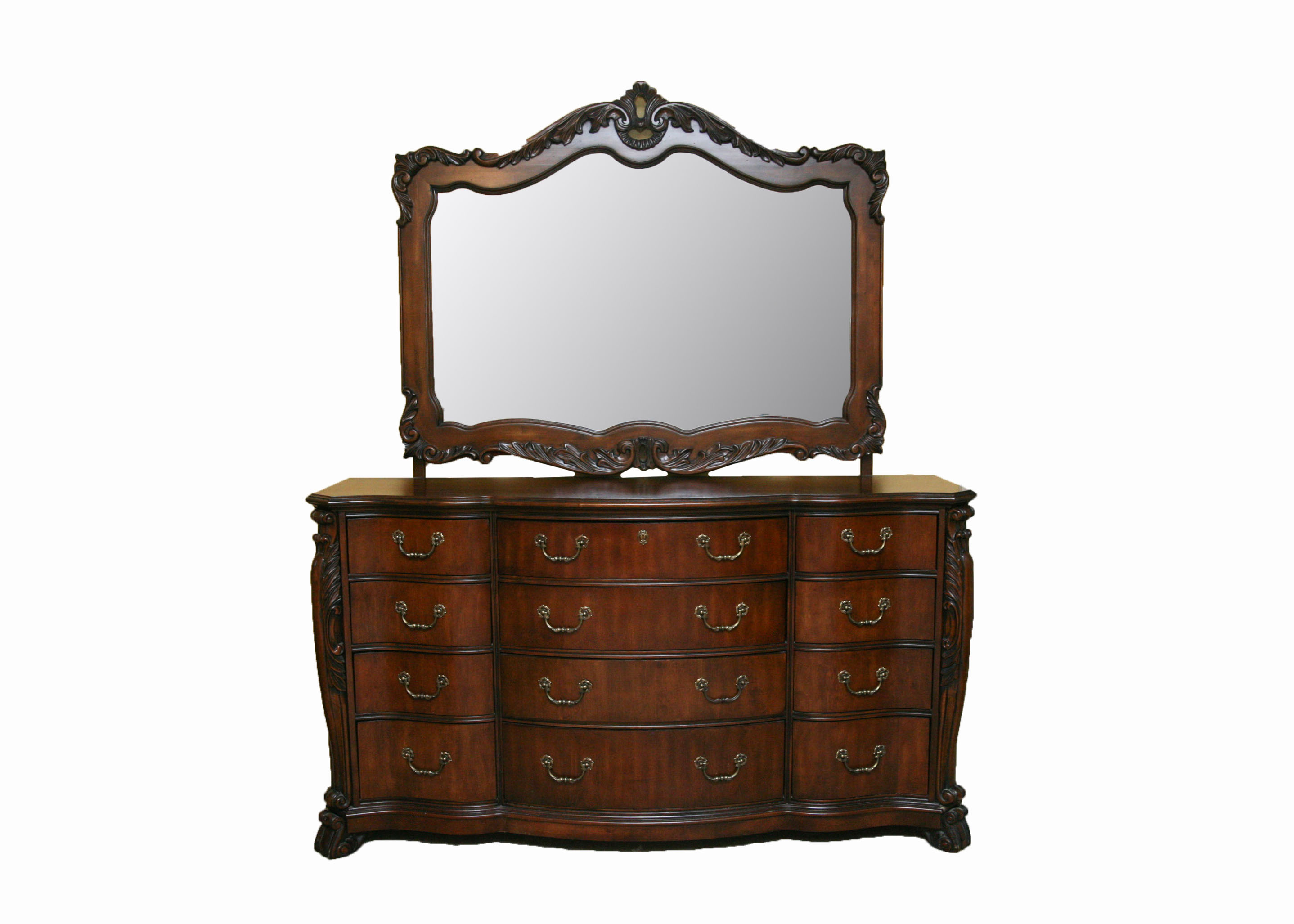 Contemporary Louis XV Style Dresser With Mirror