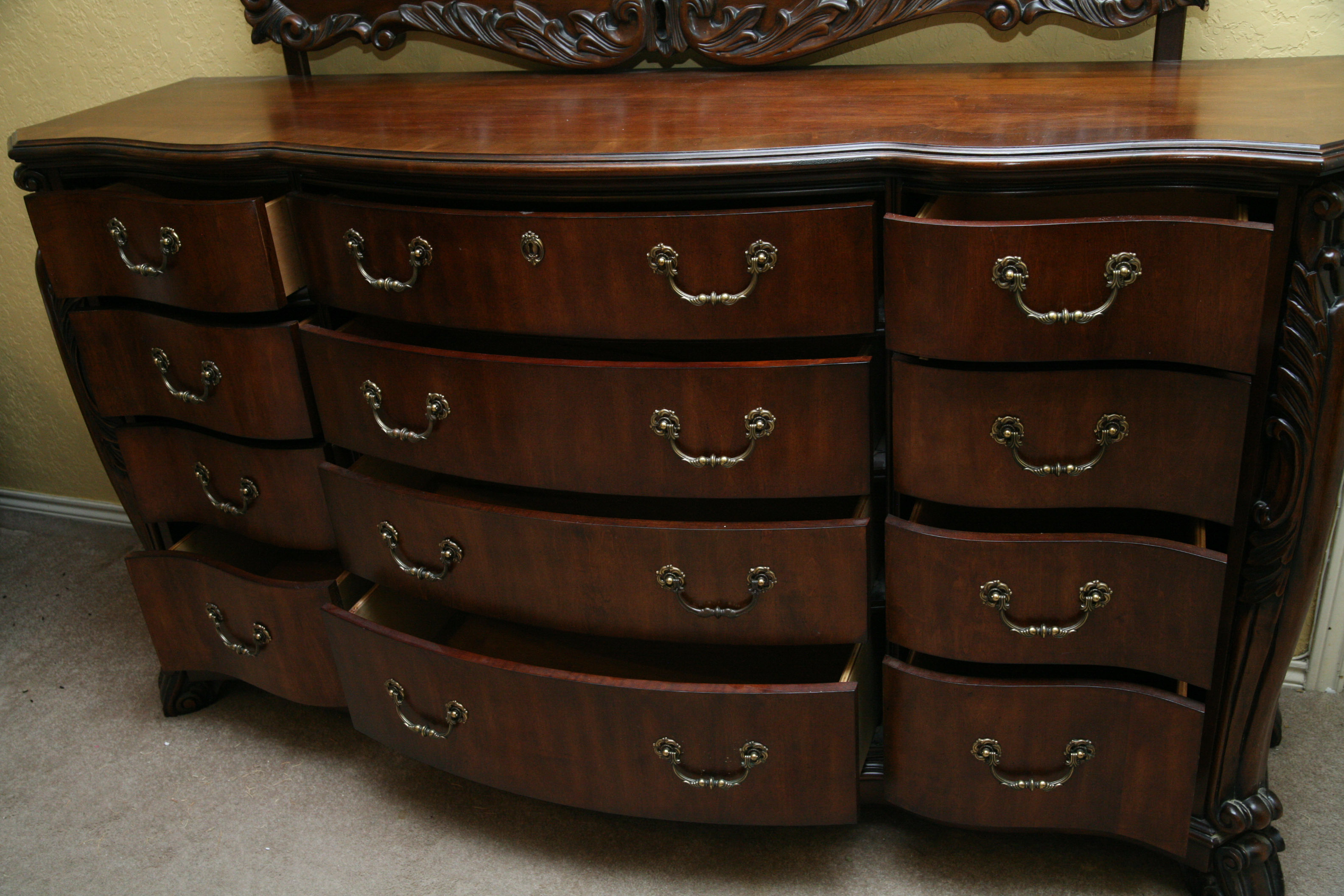 Contemporary Louis XV Style Dresser With Mirror
