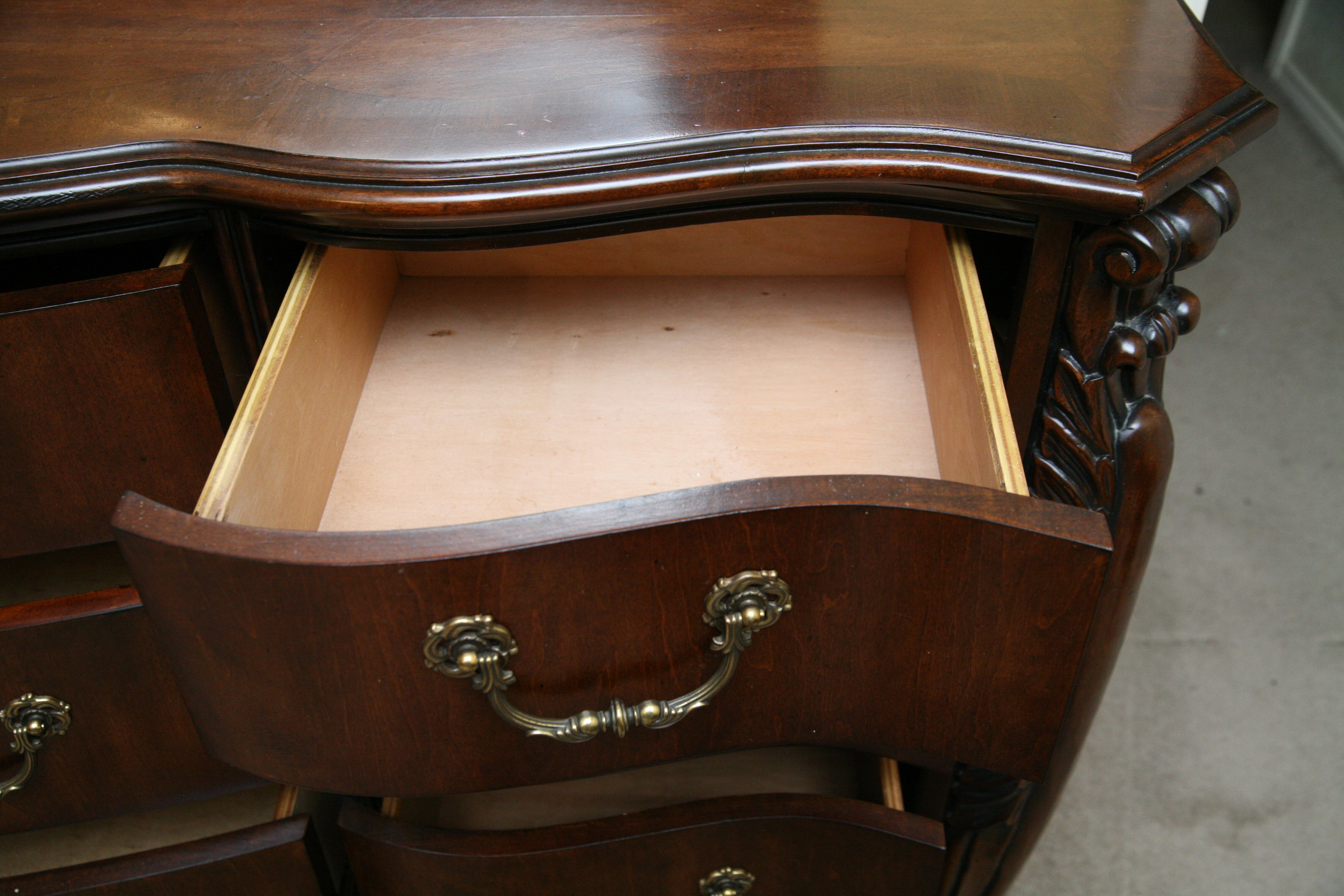 Contemporary Louis XV Style Dresser With Mirror
