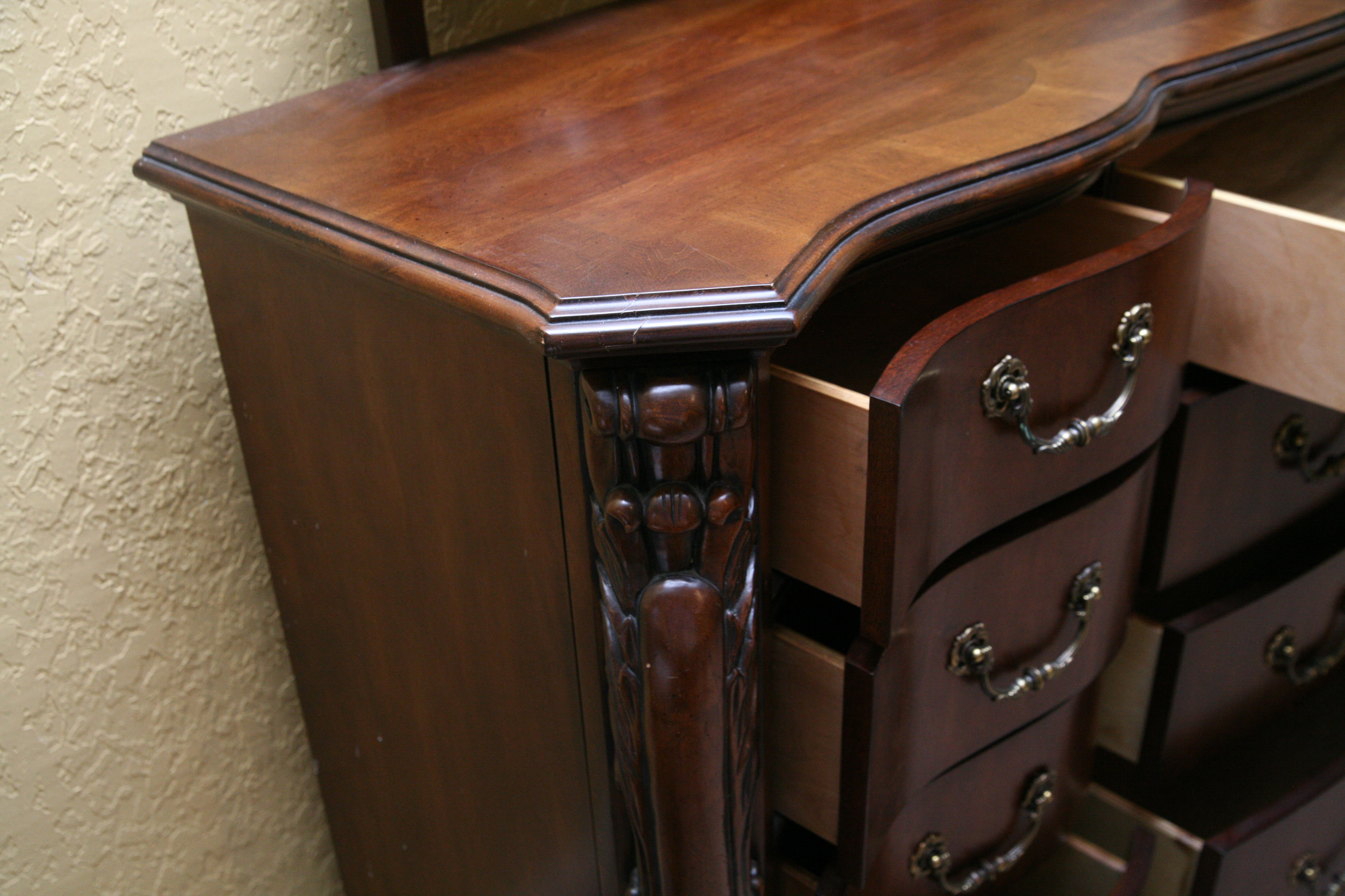 Contemporary Louis XV Style Dresser With Mirror
