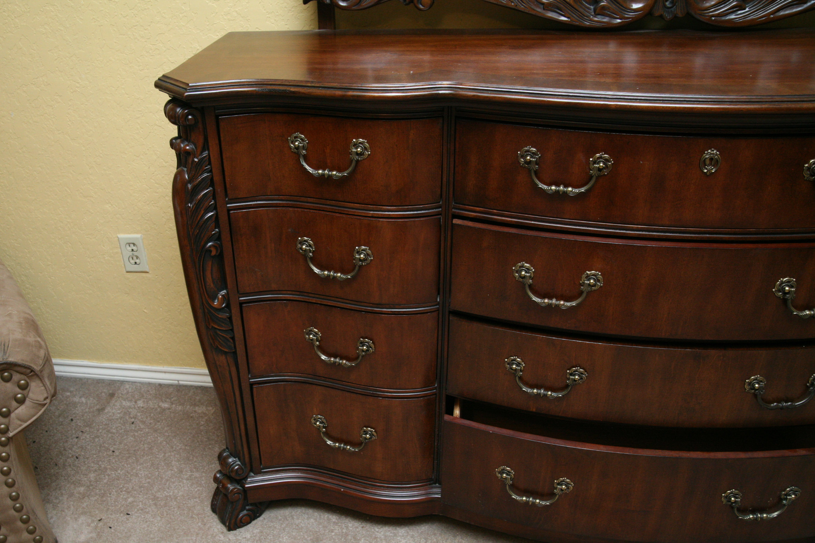 Contemporary Louis XV Style Dresser With Mirror