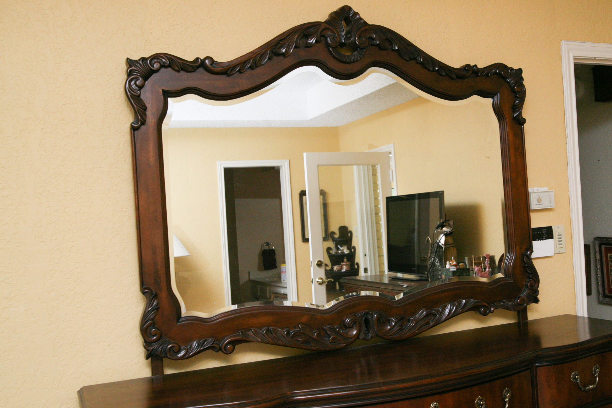 Contemporary Louis XV Style Dresser With Mirror