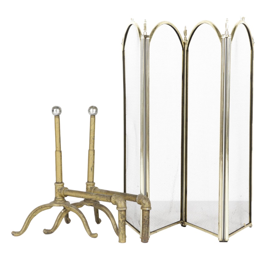 Fireplace Screen and Andirons