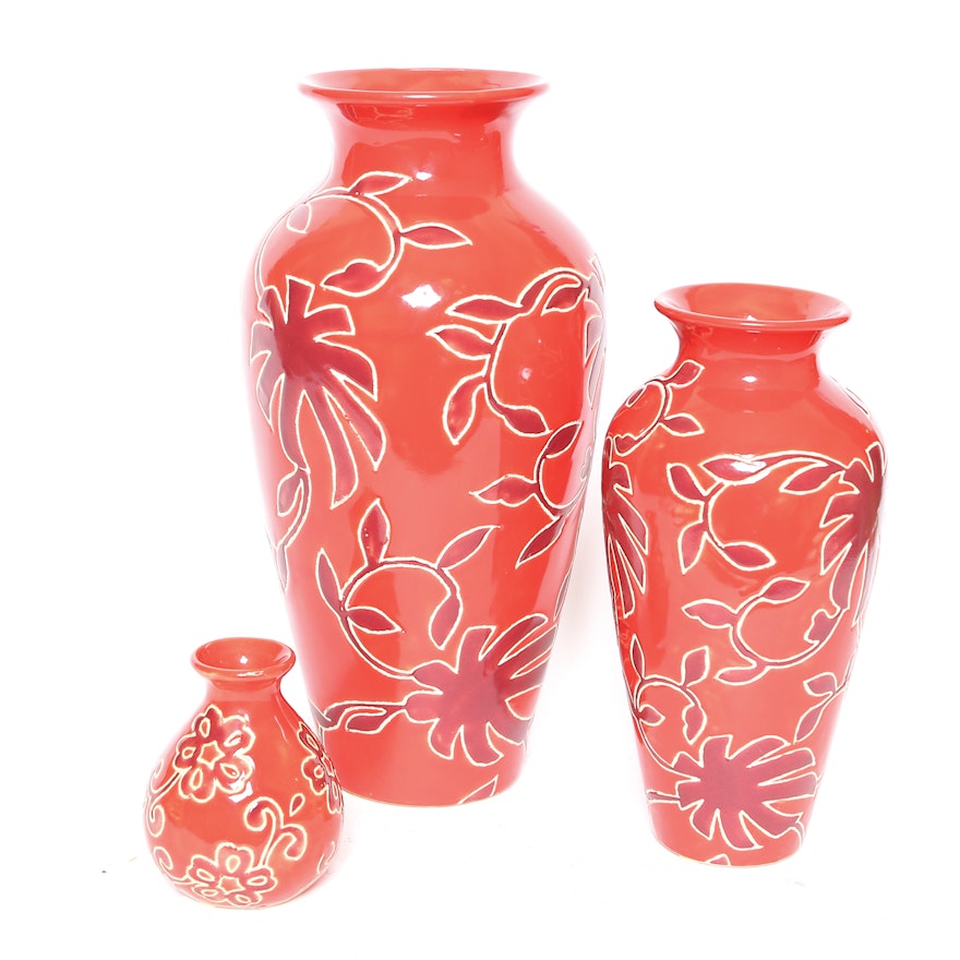 Decorative Red Ceramic Vases