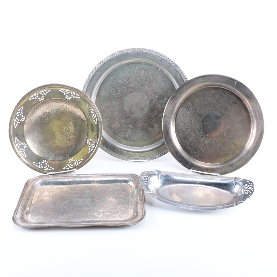 Silver Plate Serving Trays Featuring Federal Silver Company