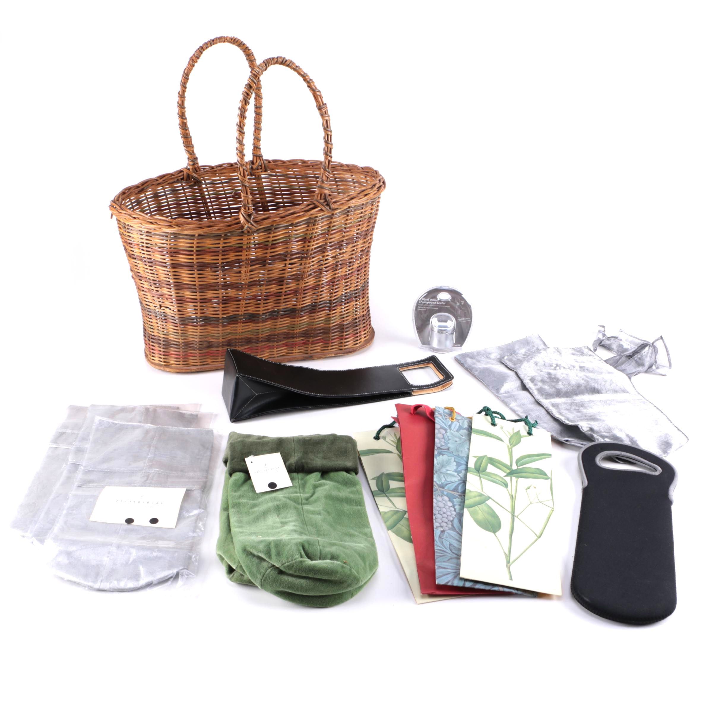 Wine Accessories Including Pottery Barn Velvet Wine Bag