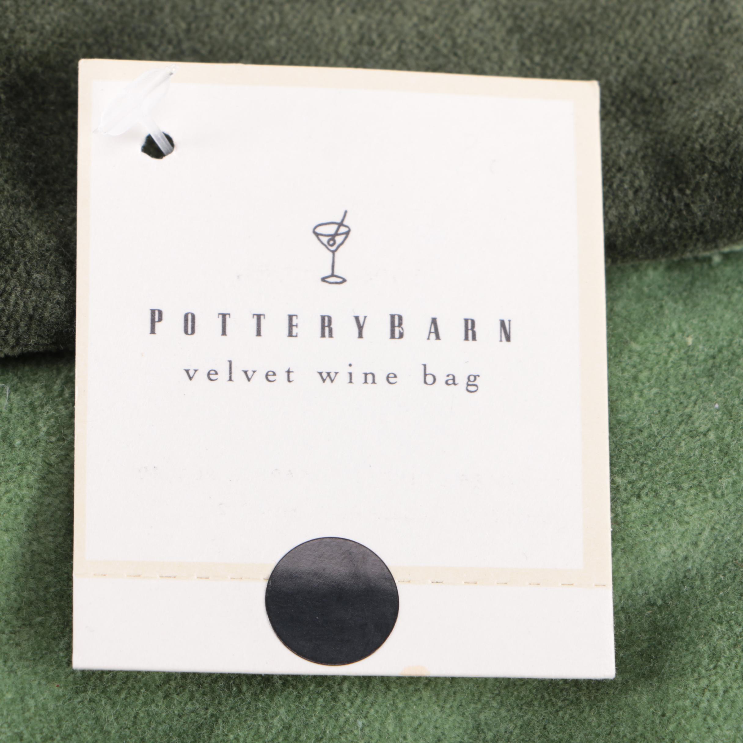 Wine Accessories Including Pottery Barn Velvet Wine Bag